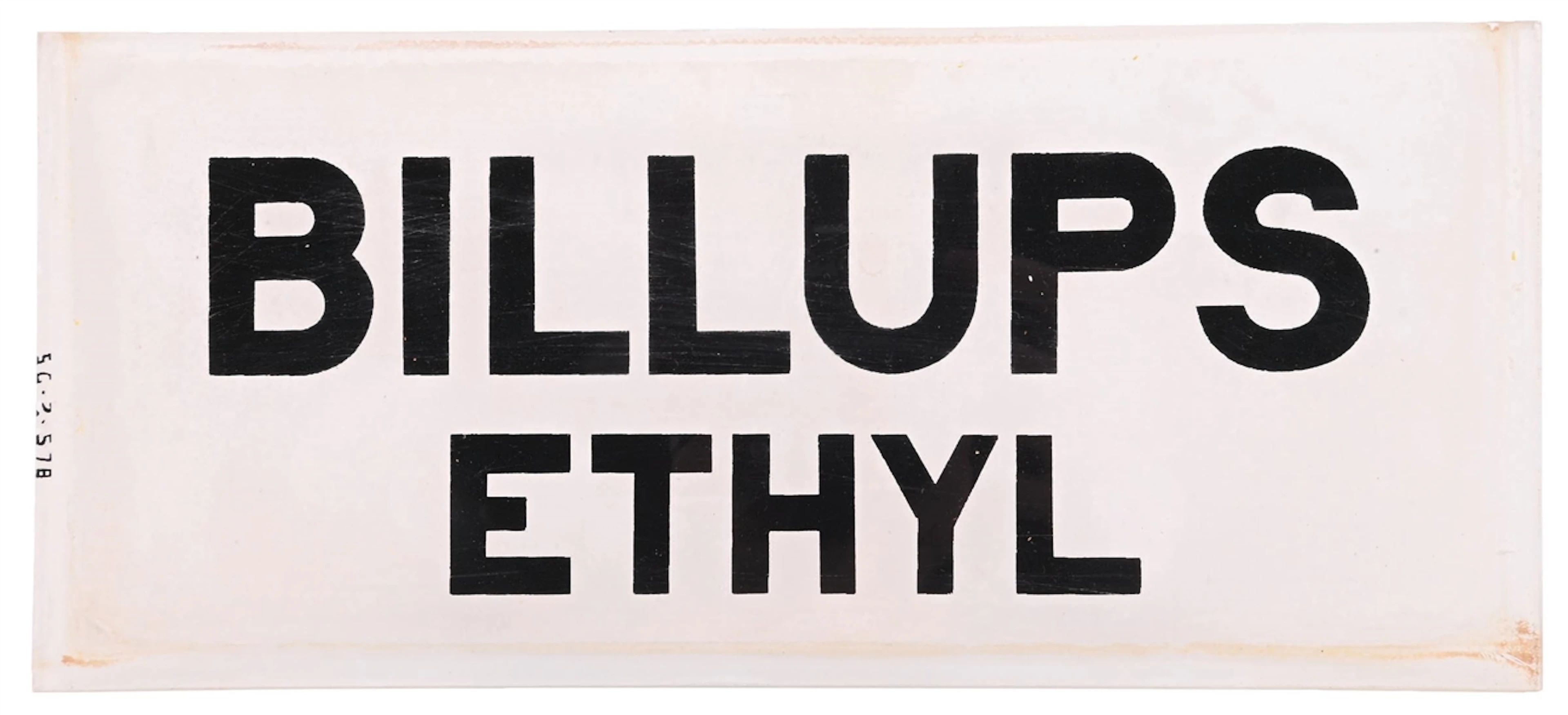 RARE BILLUPS ETHYL GAS PUMP AD GLASS PANEL