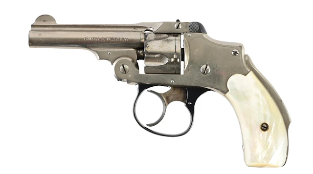 (C) SMITH & WESSON SAFETY HAMMERLESS 3RD MODEL DOUBLE ACTION REVOLVER.