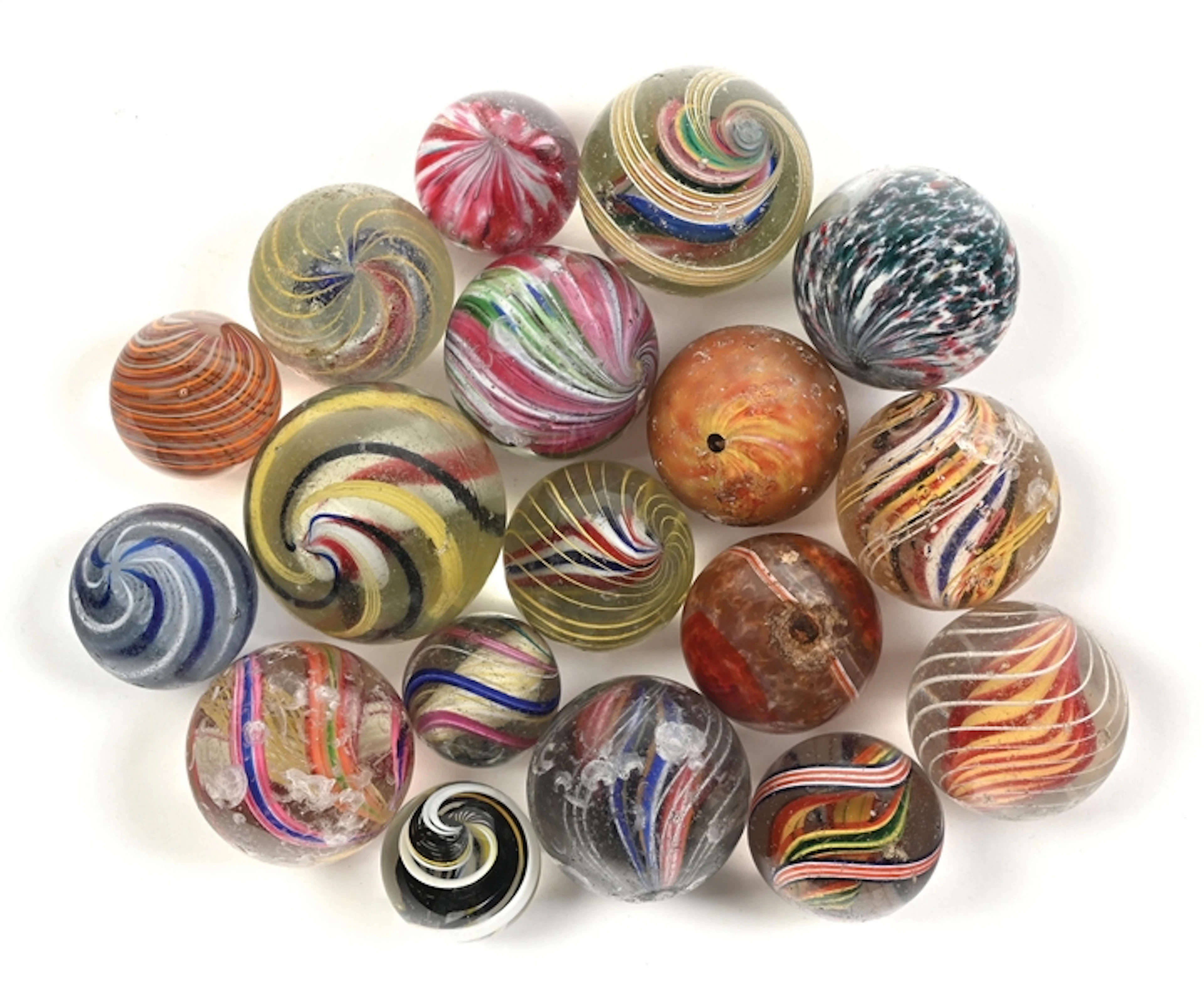 LOT OF 18: HANDMADE MARBLES