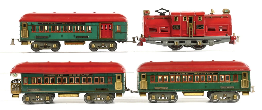 LOT OF 4: AMERICAN FLYER STANDARD GAUGE LONE SCOUT SET