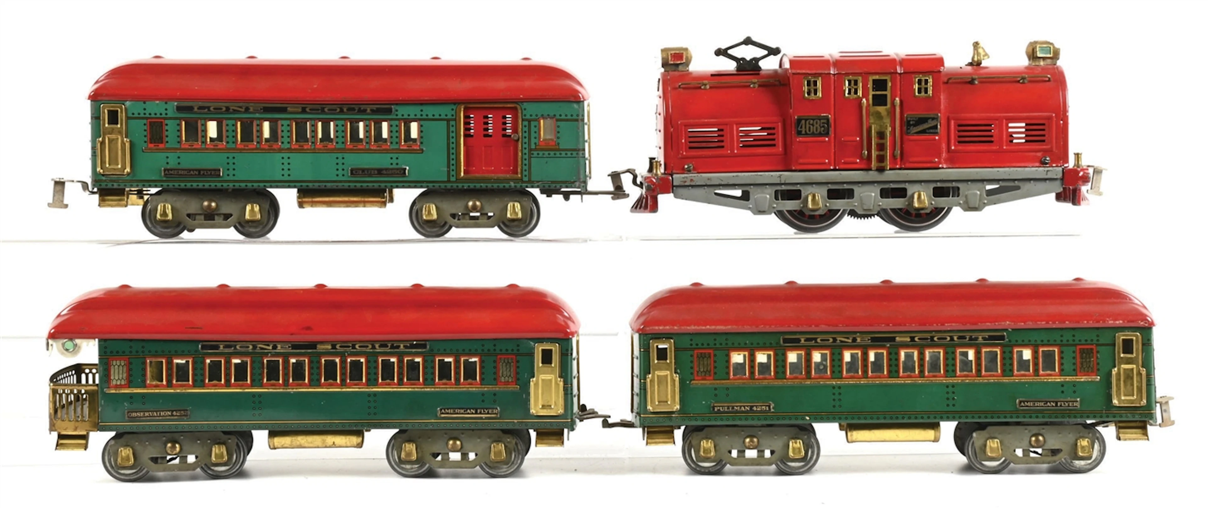 LOT OF 4: AMERICAN FLYER STANDARD GAUGE LONE SCOUT SET