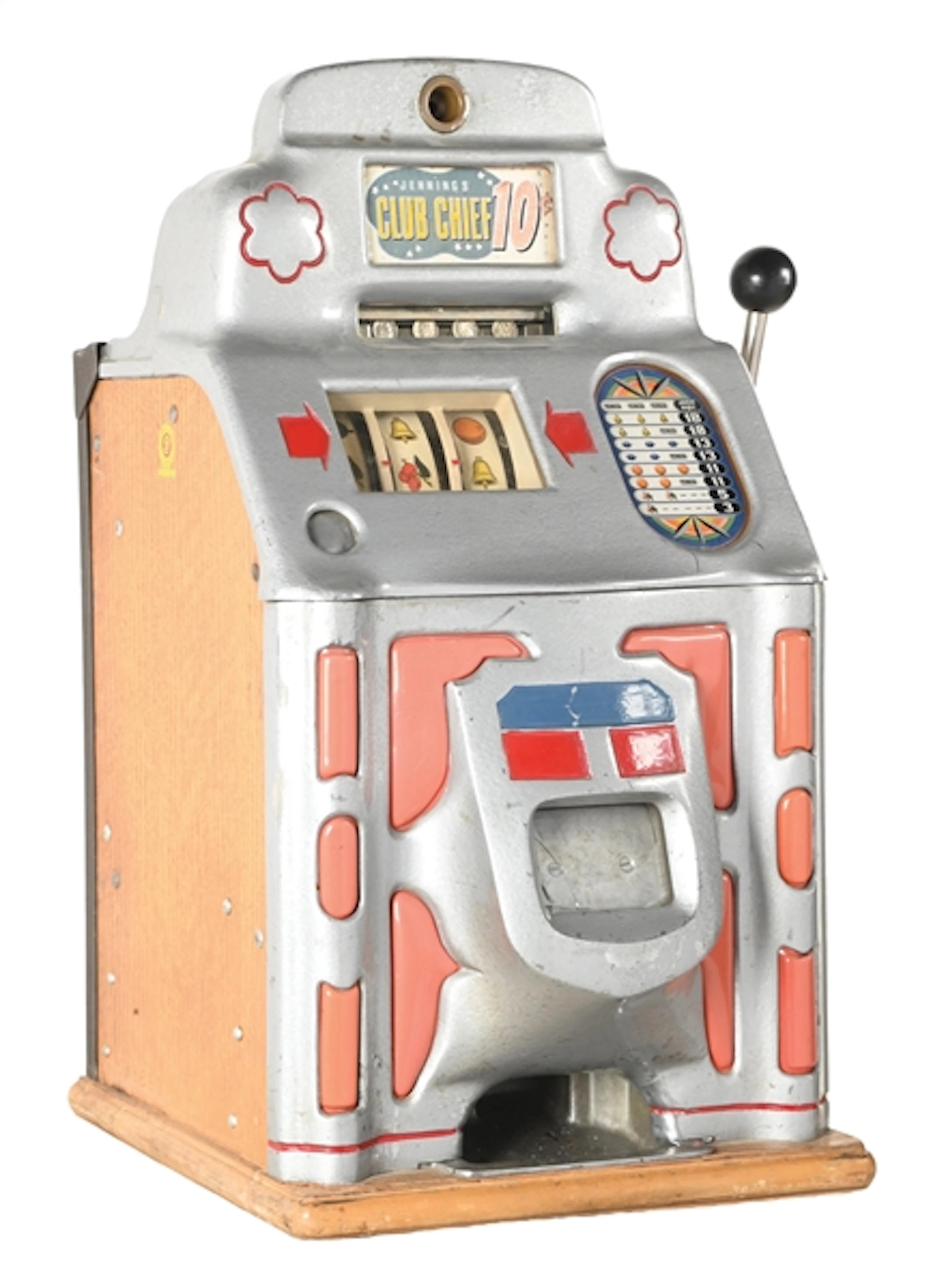 10¢ JENNINGS CLUB CHIEF CHONESE FRONT SLOT MACHINE