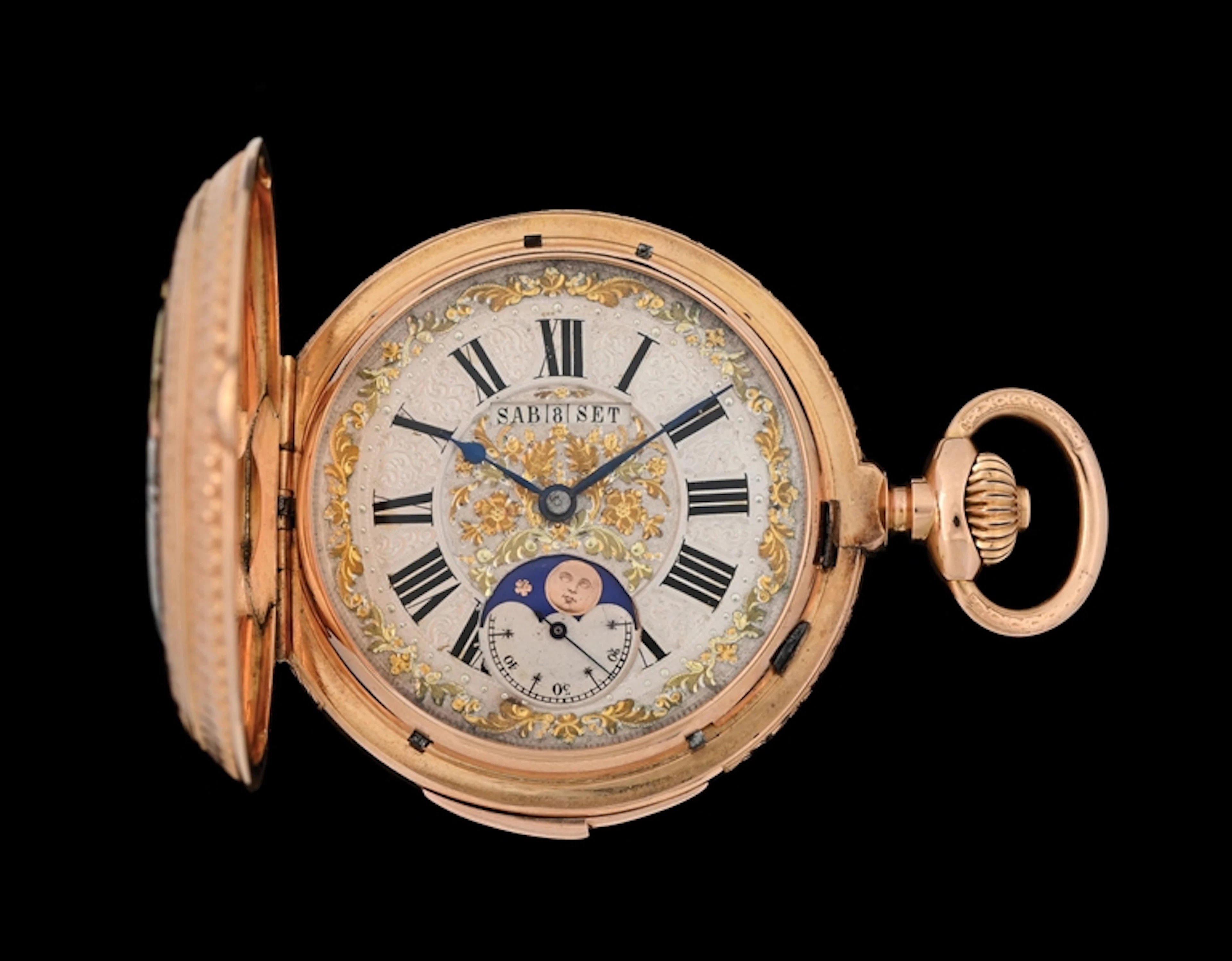 18K GOLD GEROME HOFF & SON QUARTER-HOUR REPEATING TRIPLE DATE CALENDAR