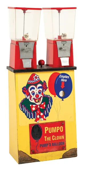 VINTAGE COIN-OPERATED PUMPO THE CLOWN "PUMP A BALLON" NOVELTY VENDING