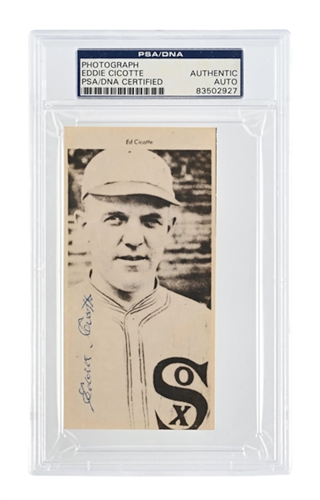 EDDIE CICOTTE SIGNED PHOTO PSA/DNA
