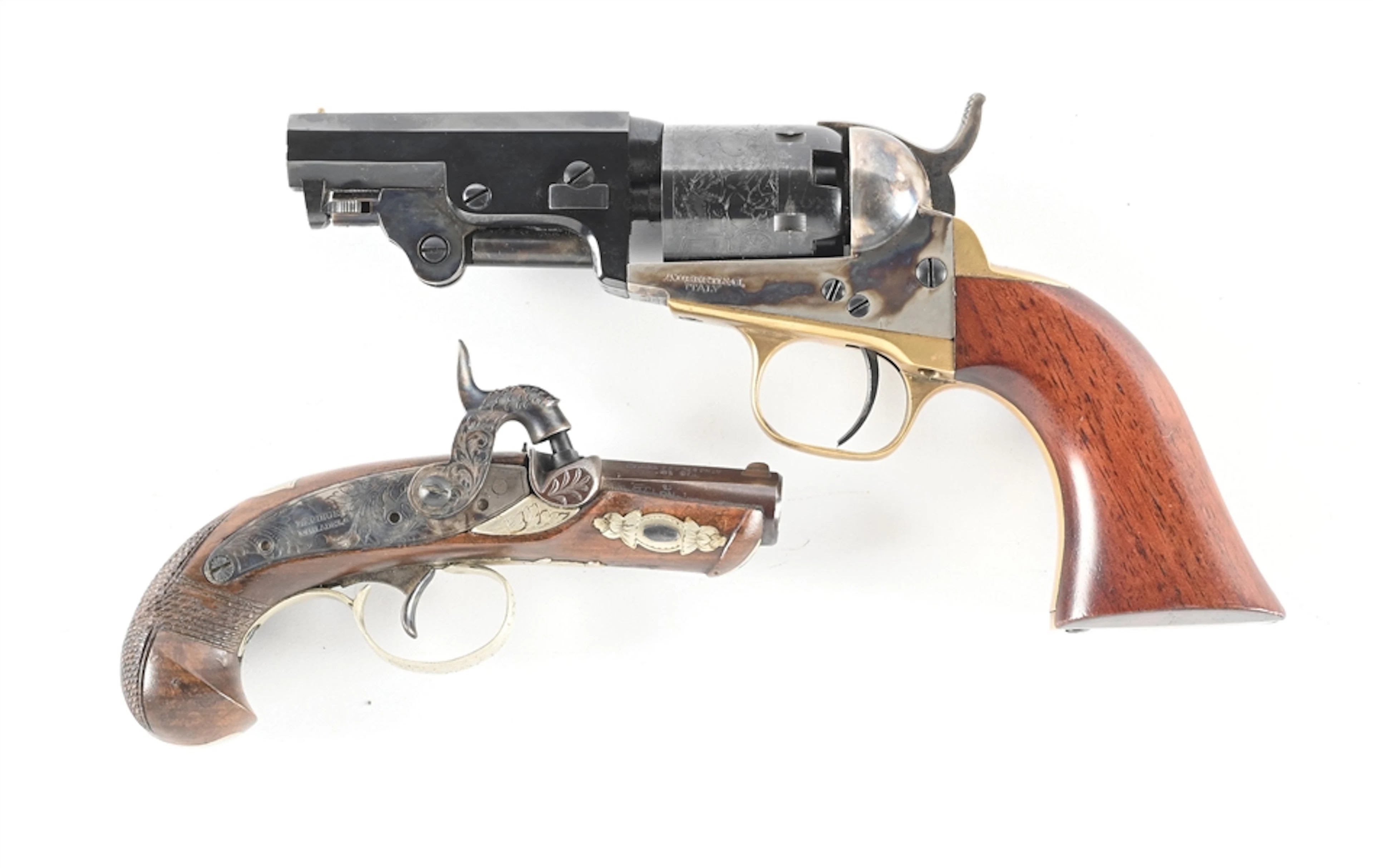 (A) LOT OF 2: CIMARRON 3" COLT MODEL 1849 REVOLVER AND ITALIAN PHILADELPHIA