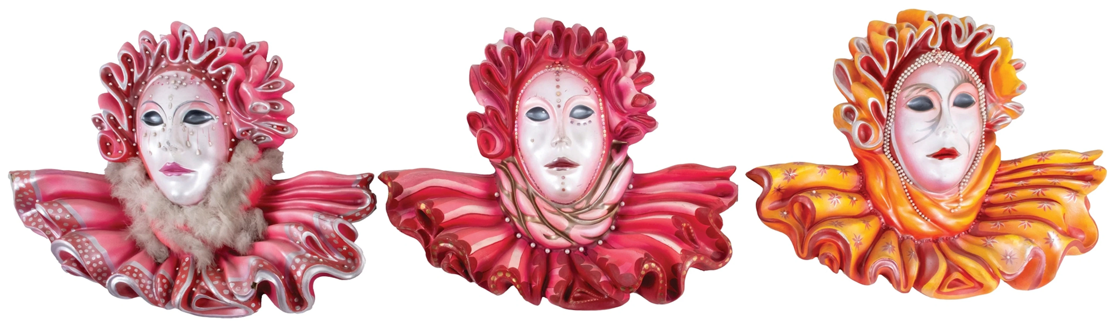 COLLECTION OF 3 FIBER GLASS MARDI GRAS DECORATIONS