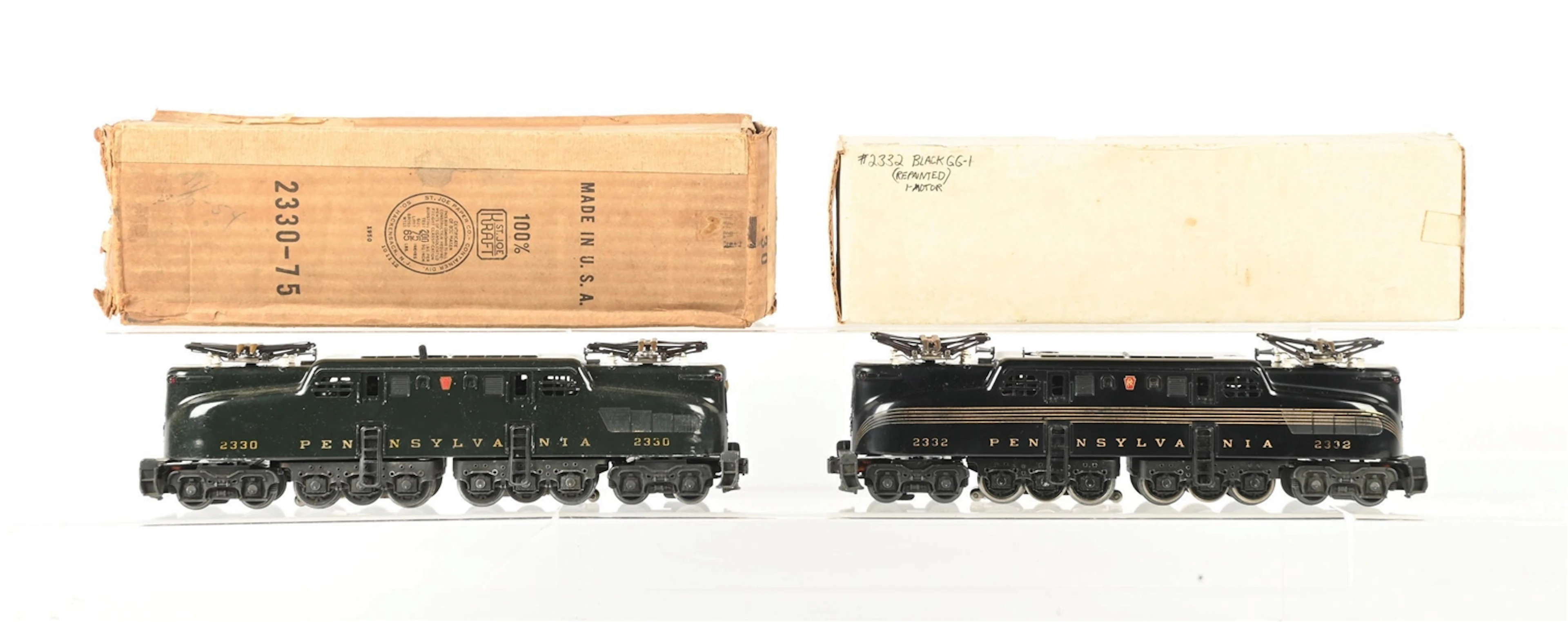 LOT OF 2: LIONEL POSTWAR O. GAUGE GG1 ELECTRIC LOCOMOTIVES WITH ONE