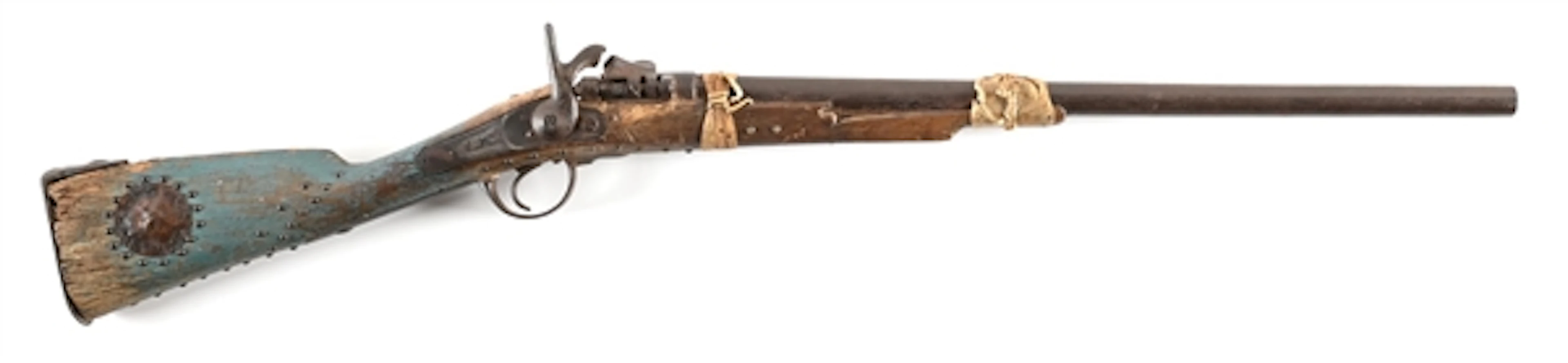 (A) NATIVE AMERICAN DECORATED 1853/67 CHATELLERAULT TABATIERE 12 BORE