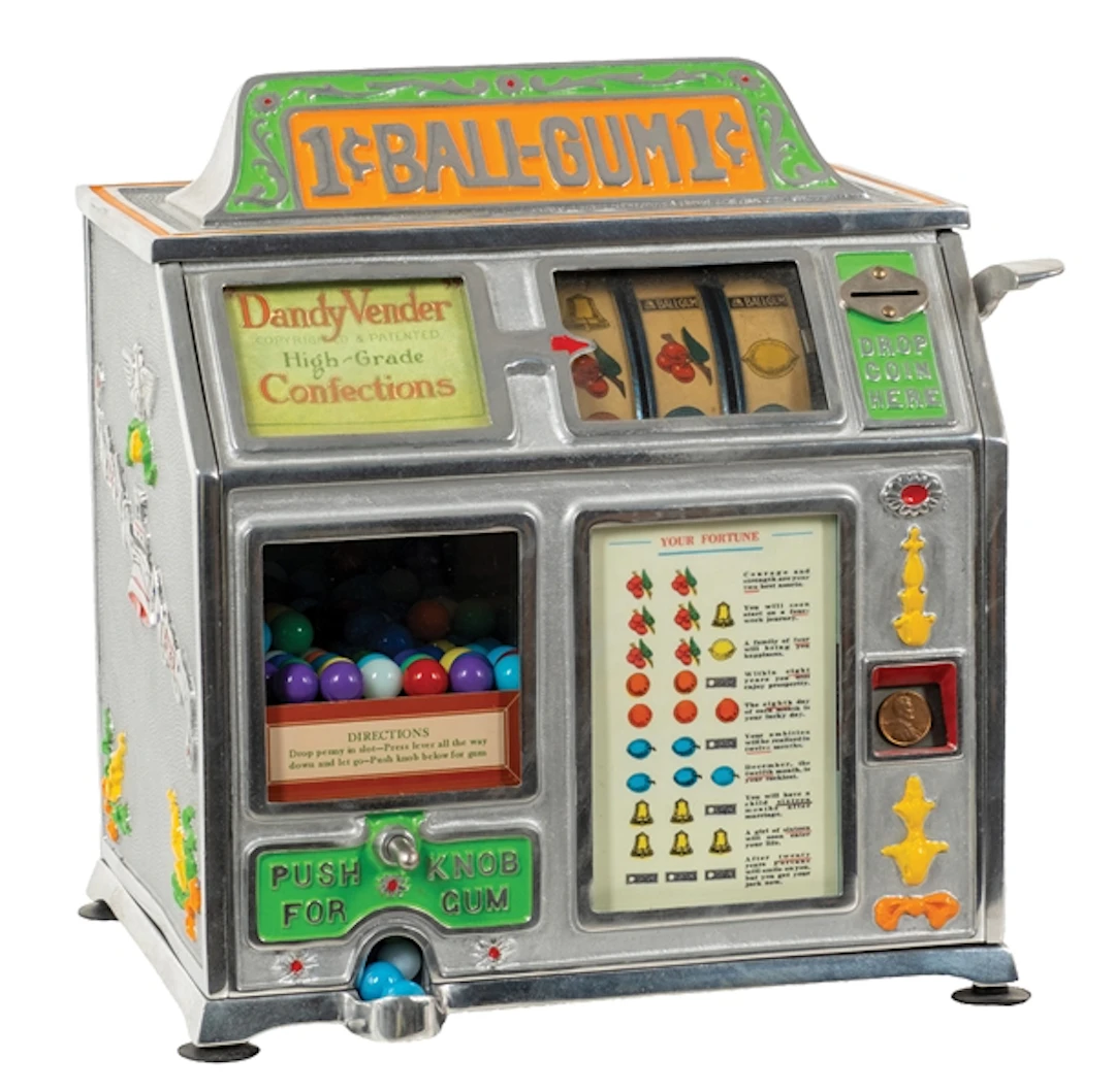 1¢ DANDY VENDOR ALUMINUM TRADE STIMULATOR W/ GUMBALL MECHANISM