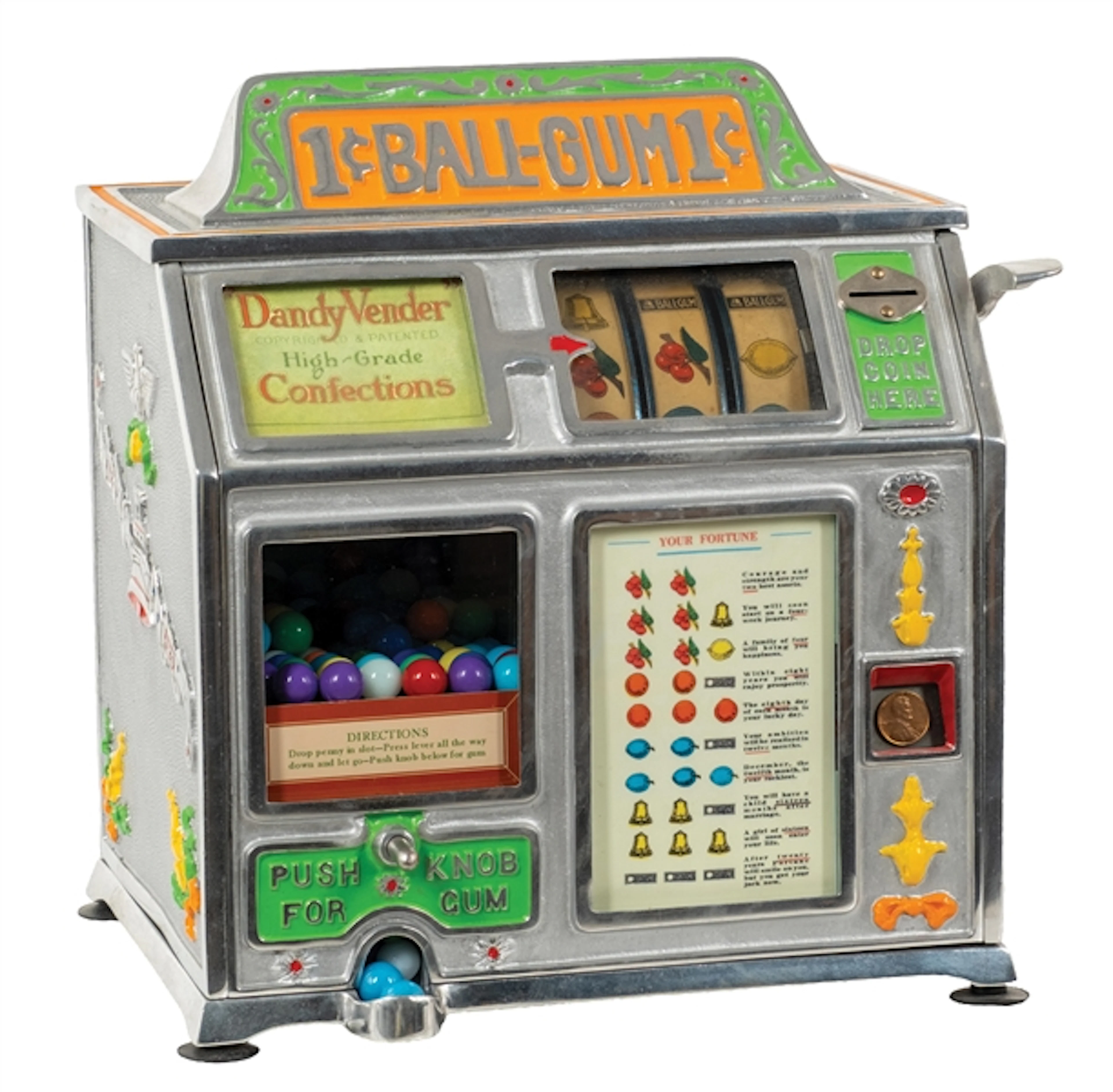 1¢ DANDY VENDOR ALUMINUM TRADE STIMULATOR W/ GUMBALL MECHANISM