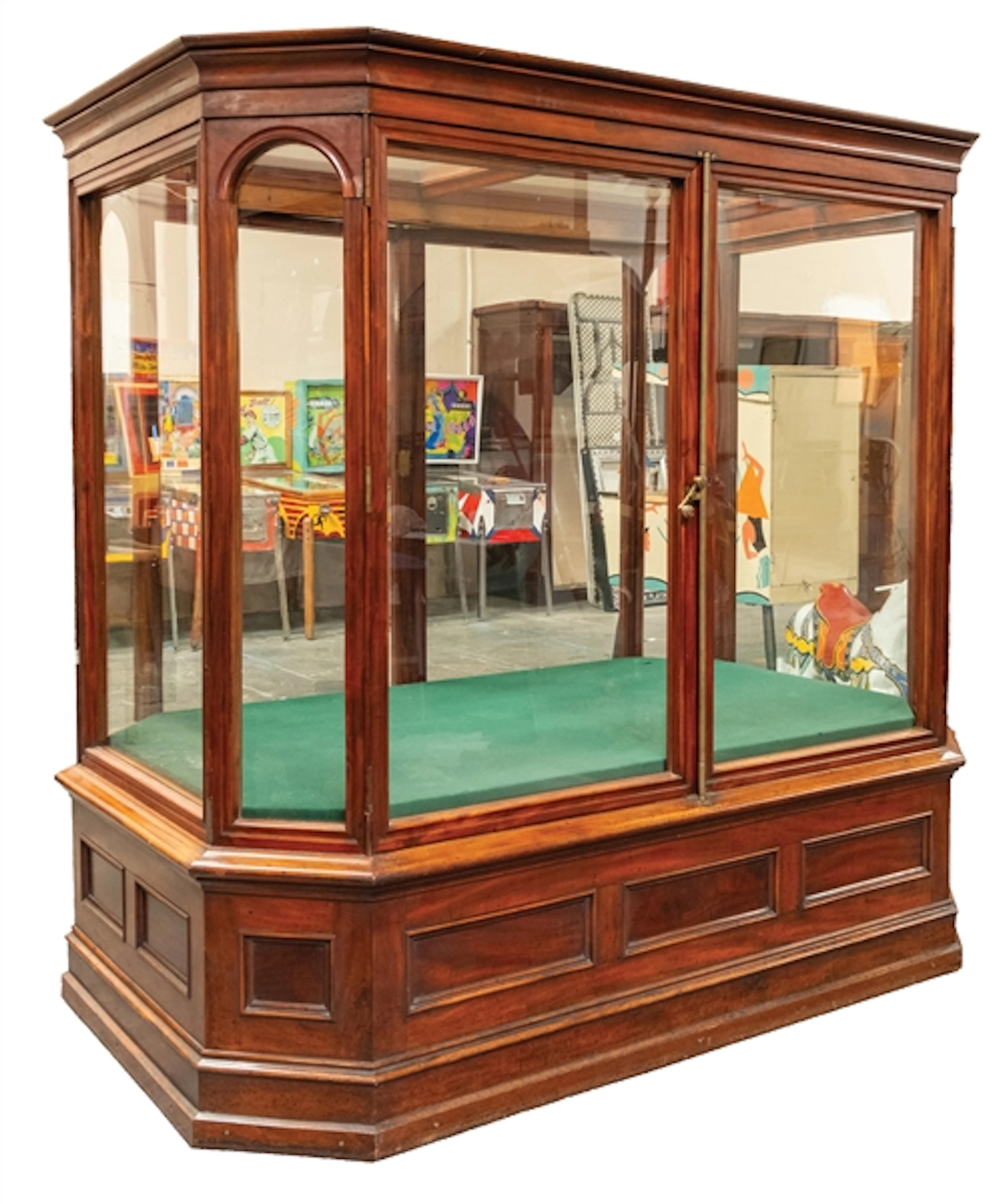 LARGE MAHOGANY WOODEN GLASS DISPAY CASE