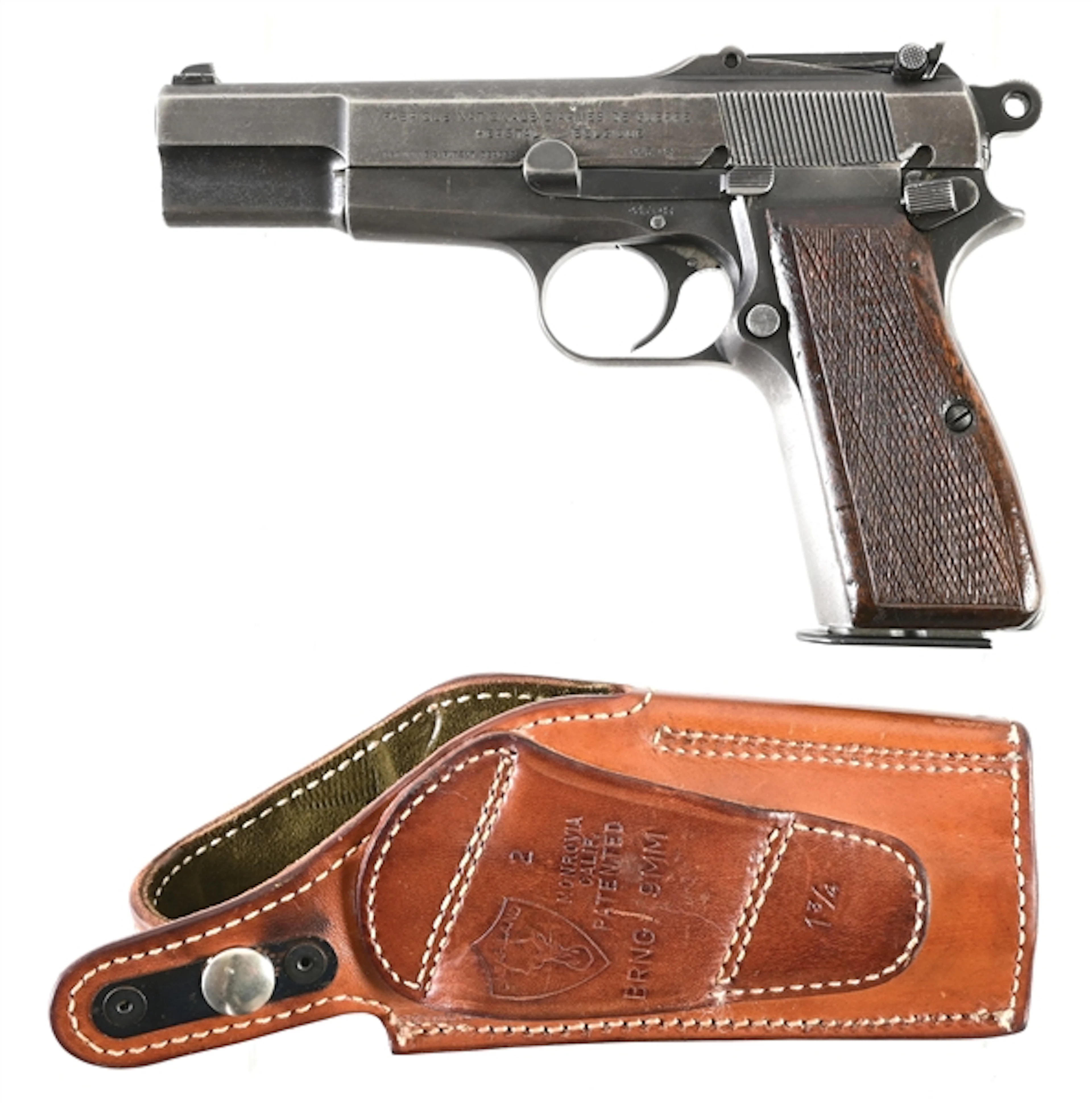 (C) FN HI POWER SEMI-AUTOMATIC PISTOL WITH TANGENT SIGHT.