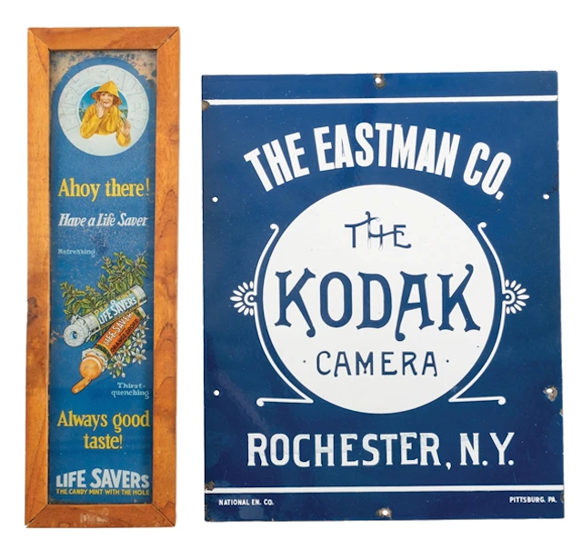 PAIR OF EARLY ADVERTISING SIGNS