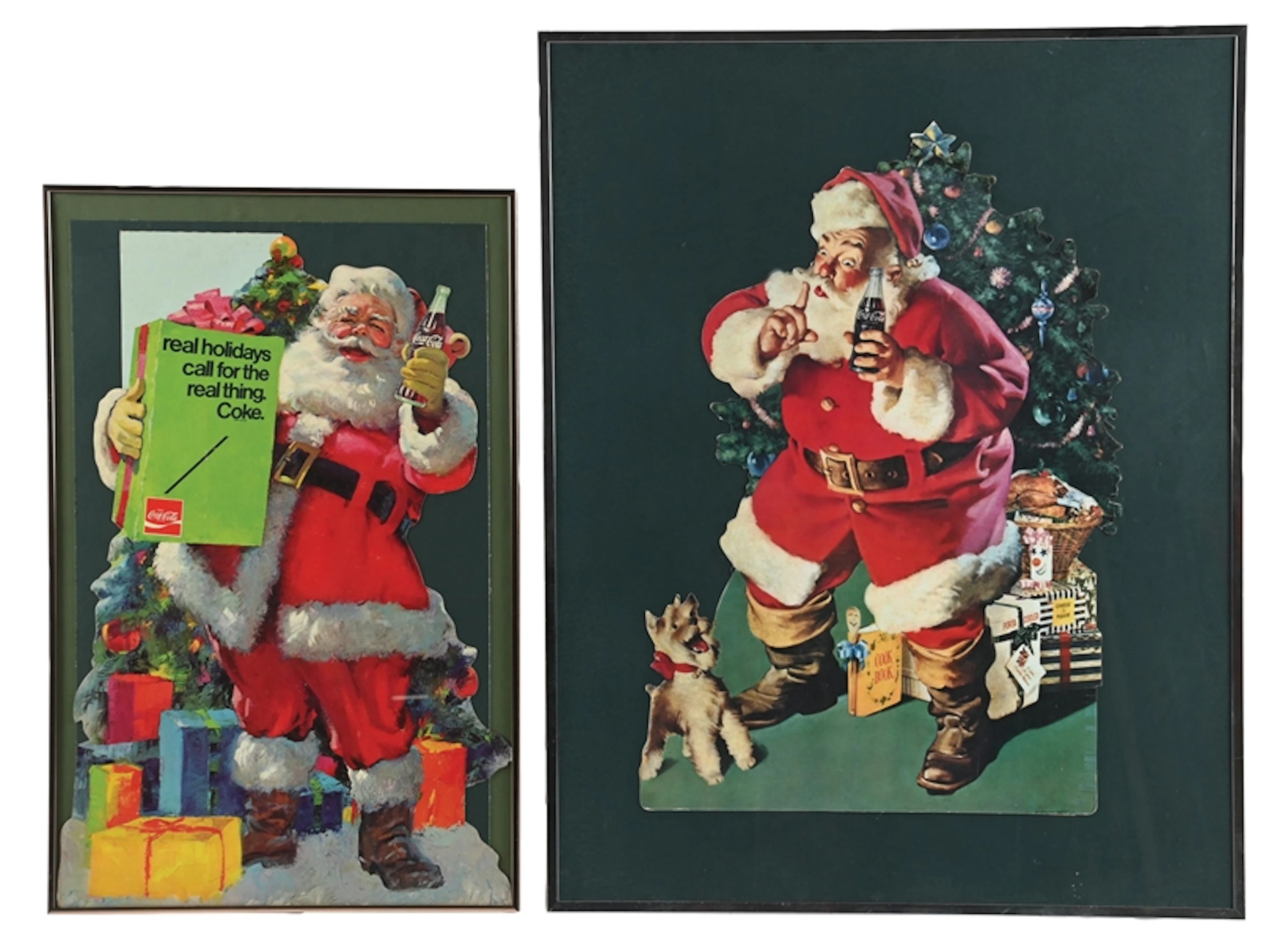 PAIR OF FRAMED COCA-COLA SANTA ADVERTISEMENTS