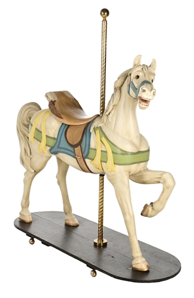 WOODEN CARVED CAROUSEL HORSE ATTRIBUTED TO GUSTAV DENTZEL