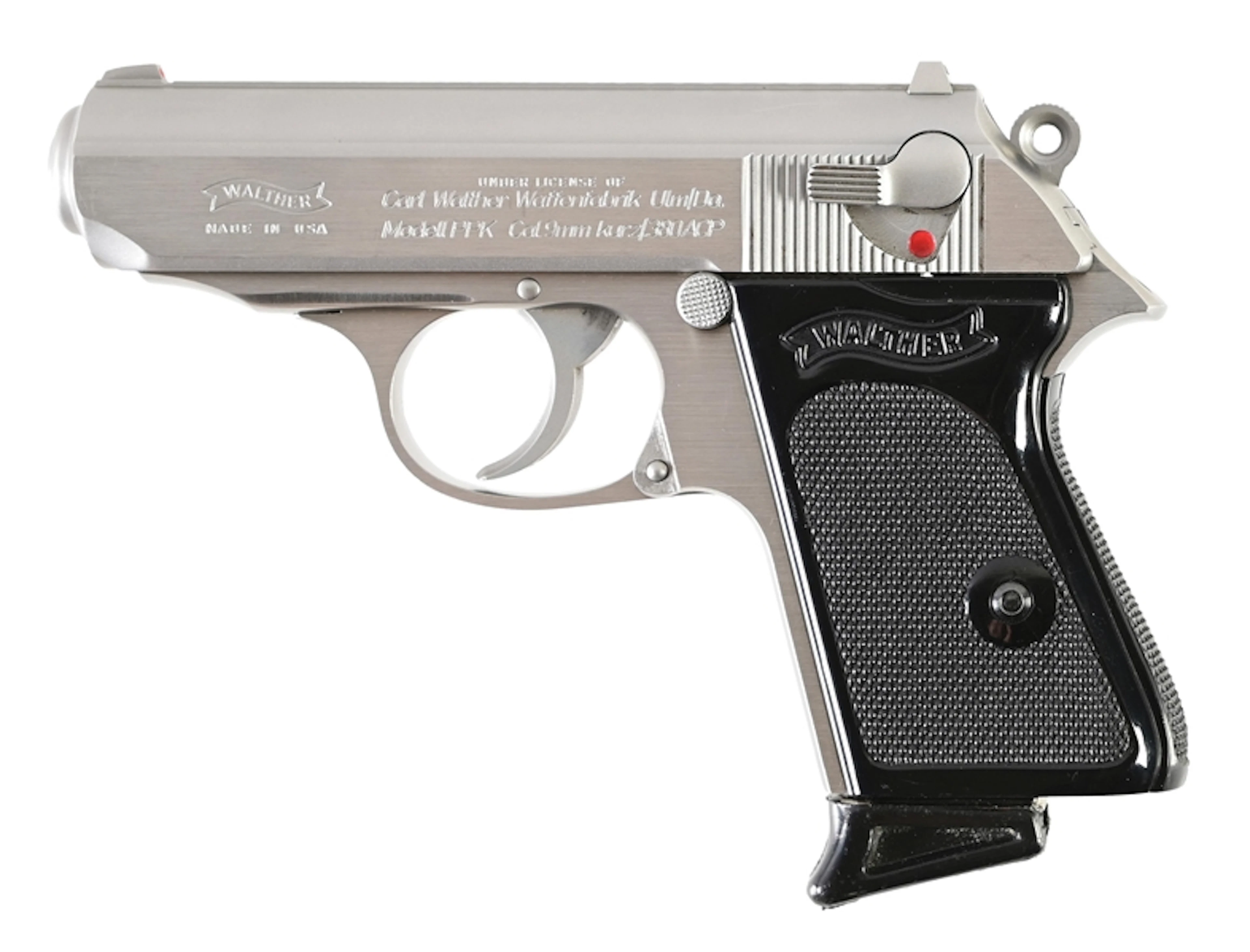 (M) STAINLESS INTERARMS USA WALTHER PPK .380 SEMI-AUTOMATIC PISTOL WITH BOX.