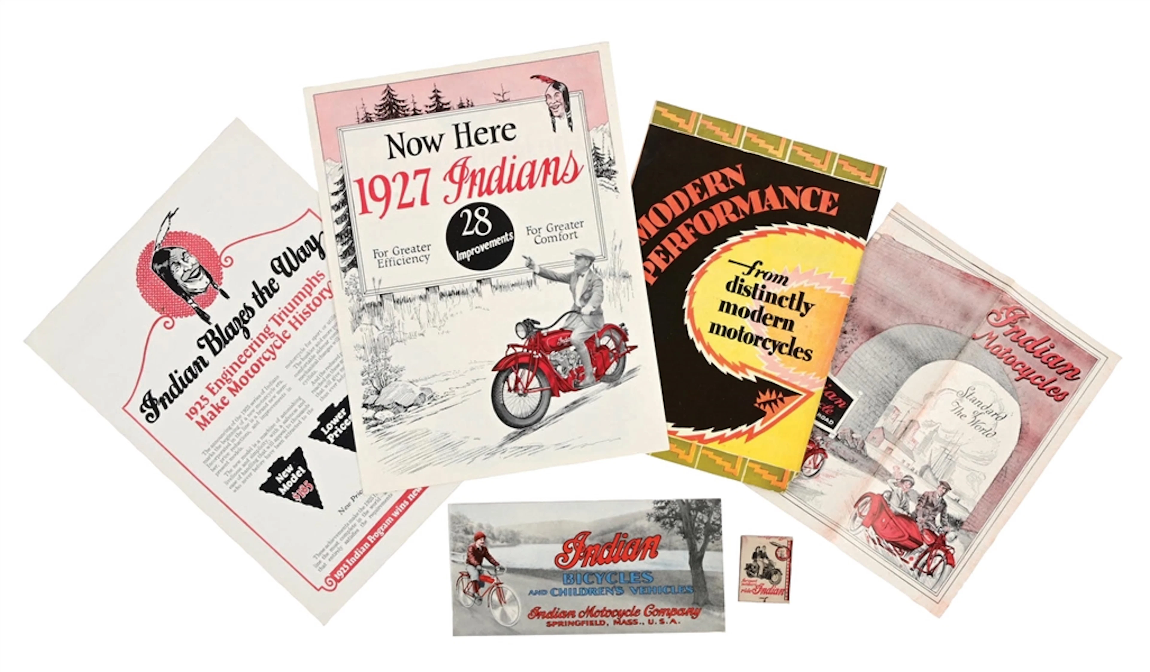 LARGE COLLECTION OF INDIAN MOTORCYCLES BROCHURES & ADVERTISING.