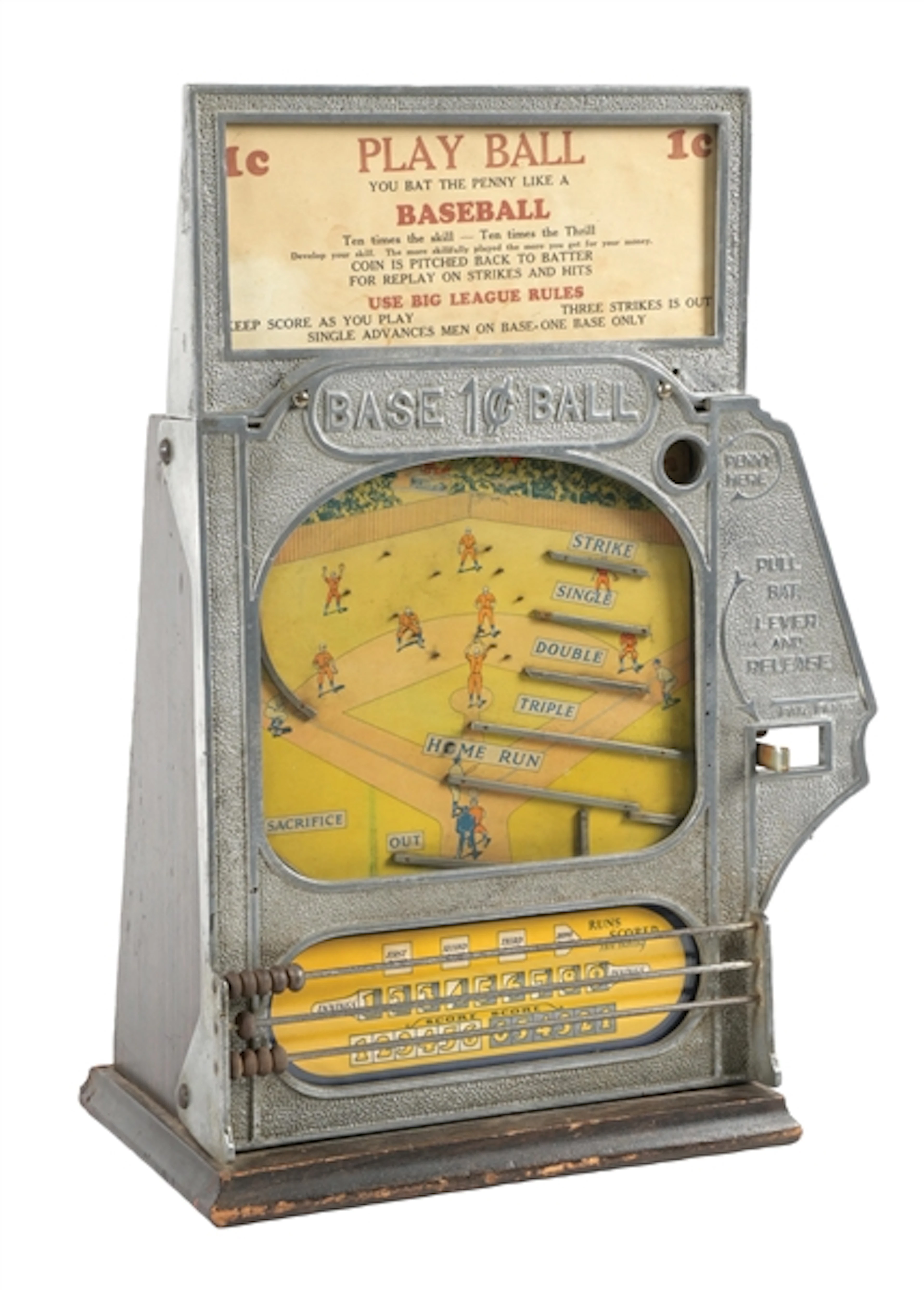 1¢ ATLAS INDICATOR WORKS BASEBALL SKILL GAME