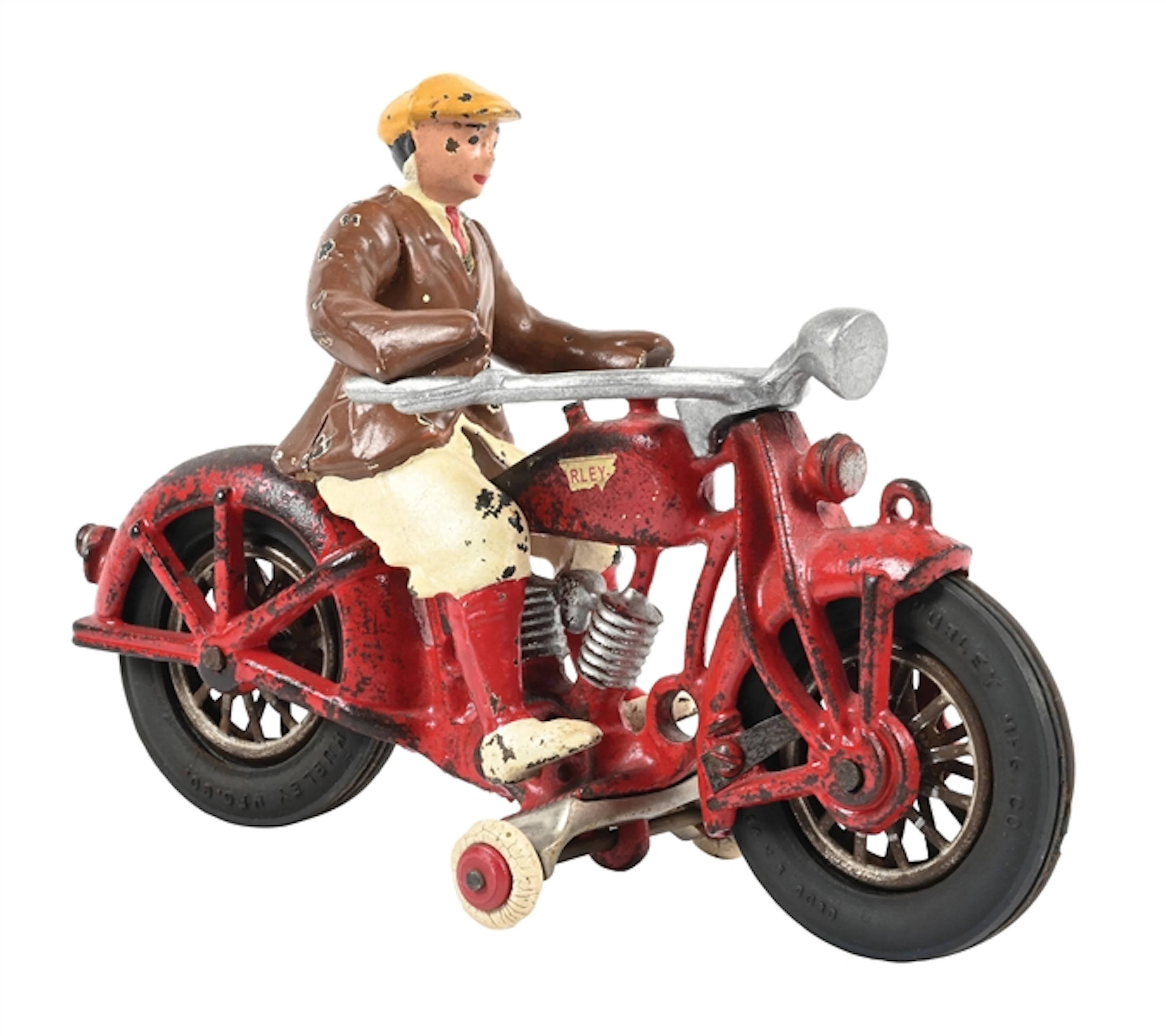 HUBLEY CAST IRON MOTORCYCLE TOY WITH FIGURE