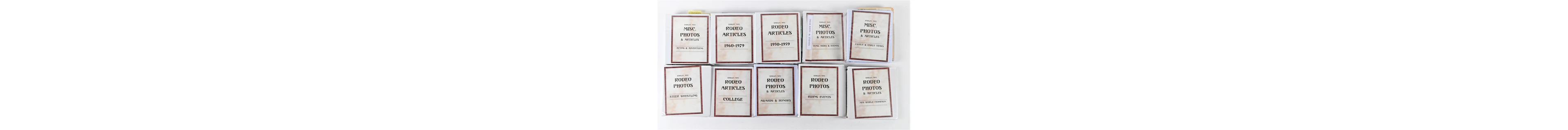 LOT OF 13: BINDERS WITH HARLEY MAY RODEO PHOTOS & ARTICLES