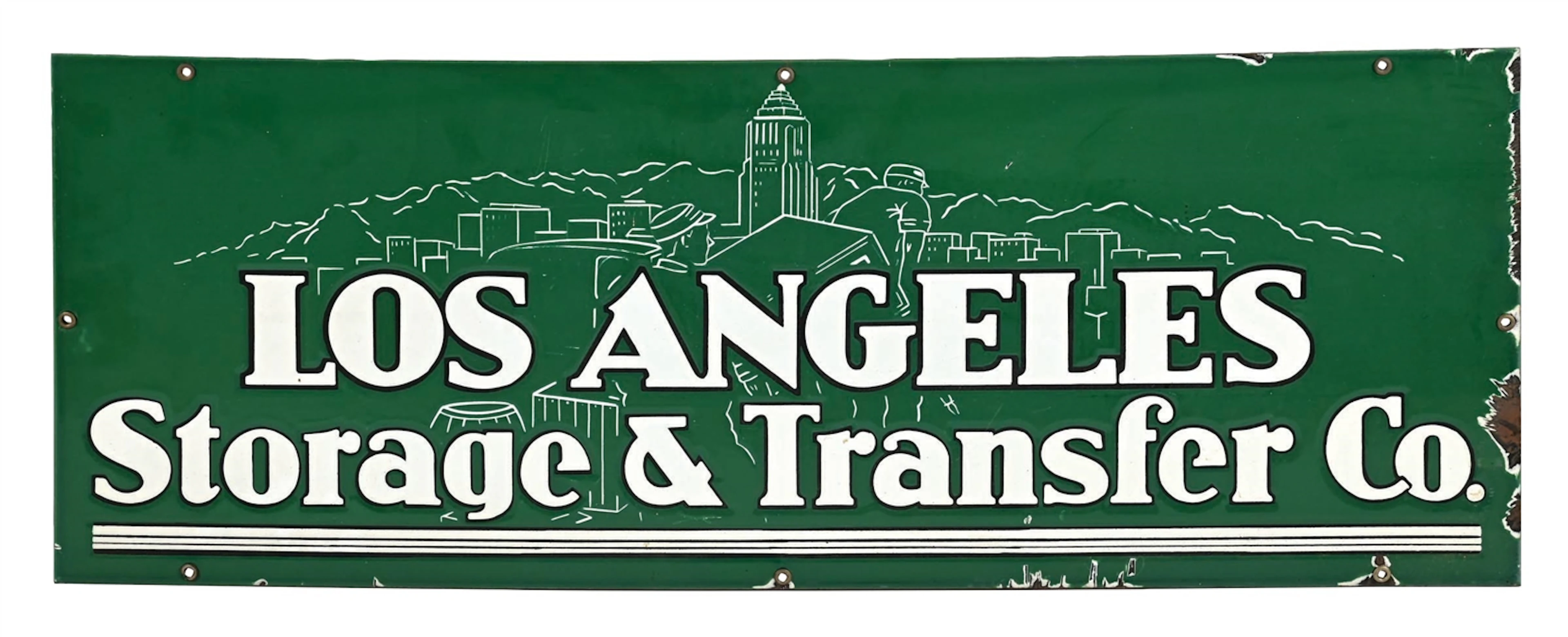LOS ANGELES STORAGE TRANSFER CO. PORCELAIN SIGN