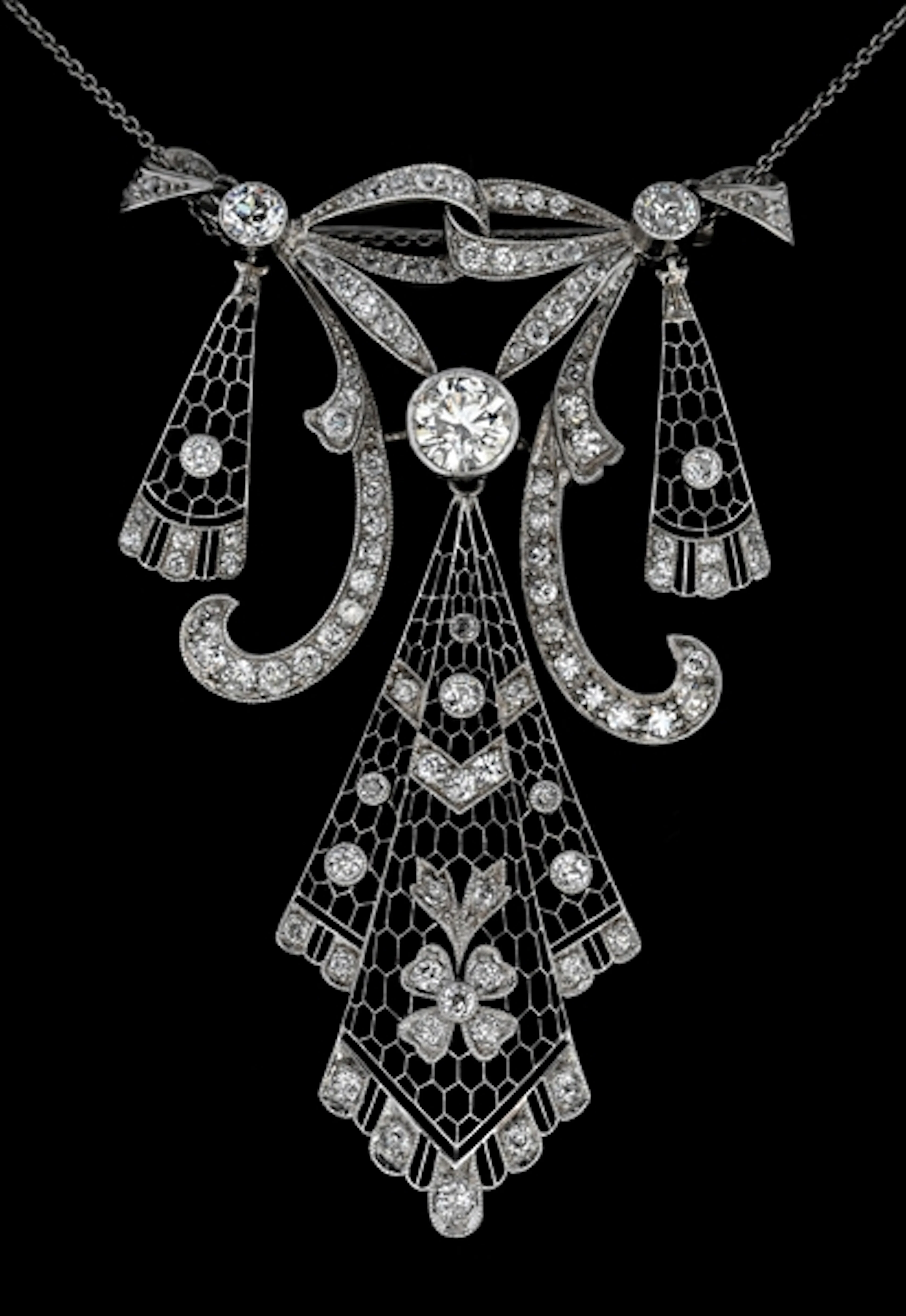 PLATINUM EDWARDIAN 4CT TW DIAMOND NECKLACE