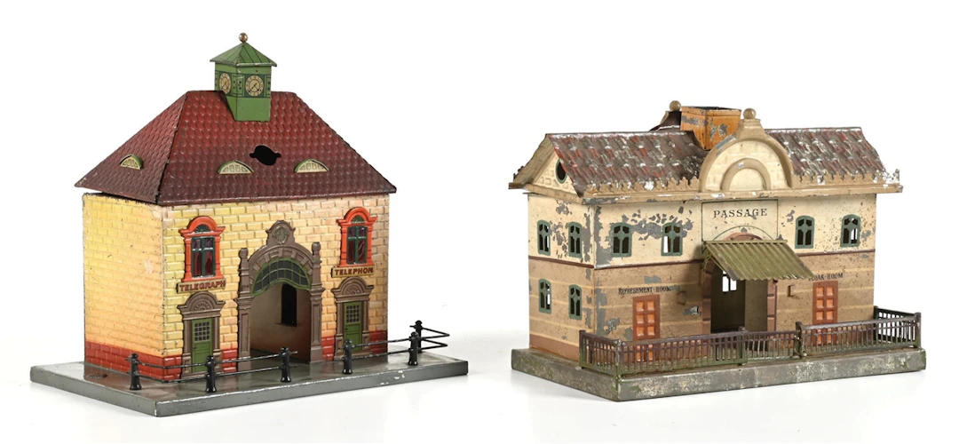 LOT OF 2: MARKLIN AND BING TIN TRAIN STATIONS