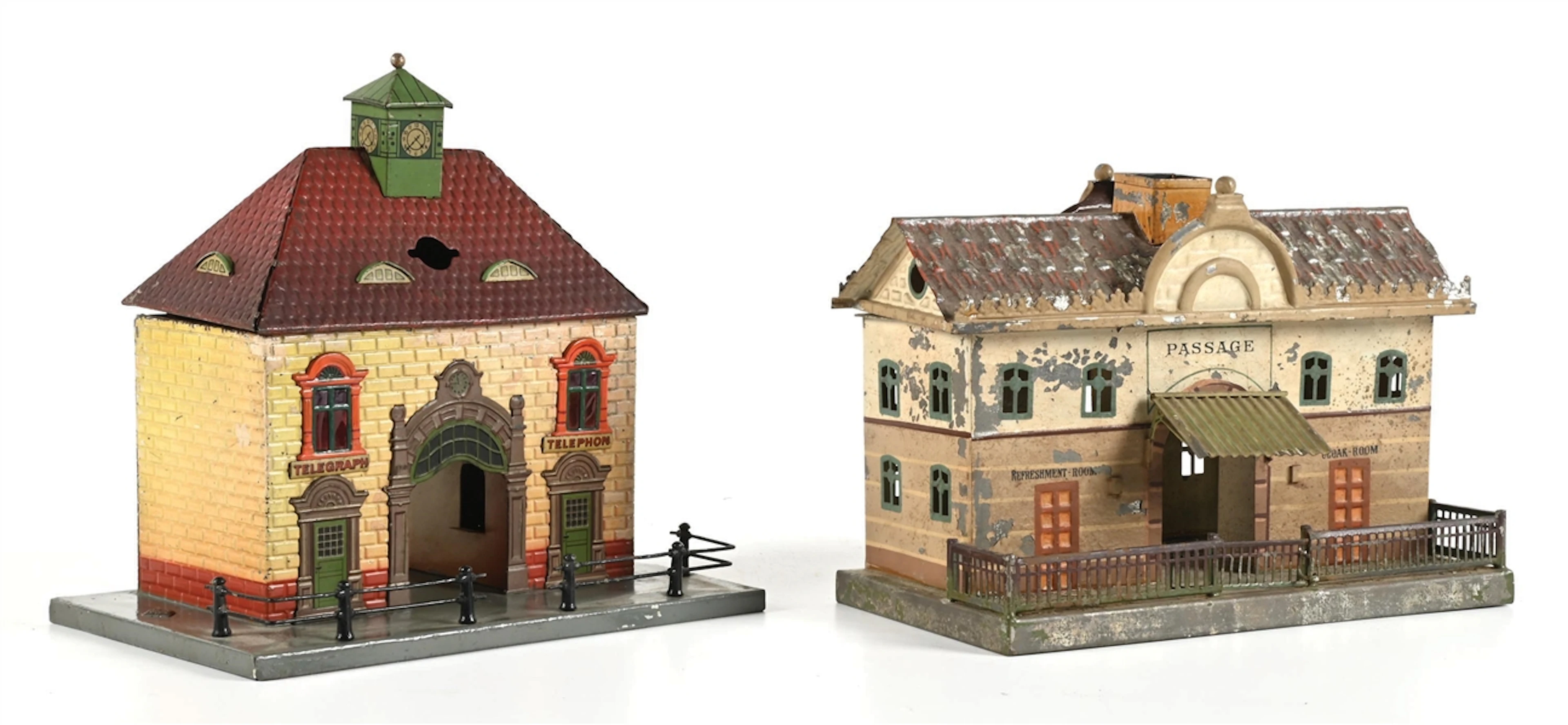 LOT OF 2: MARKLIN AND BING TIN TRAIN STATIONS