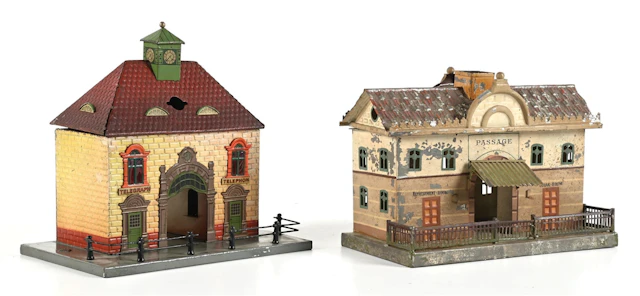 LOT OF 2: MARKLIN AND BING TIN TRAIN STATIONS