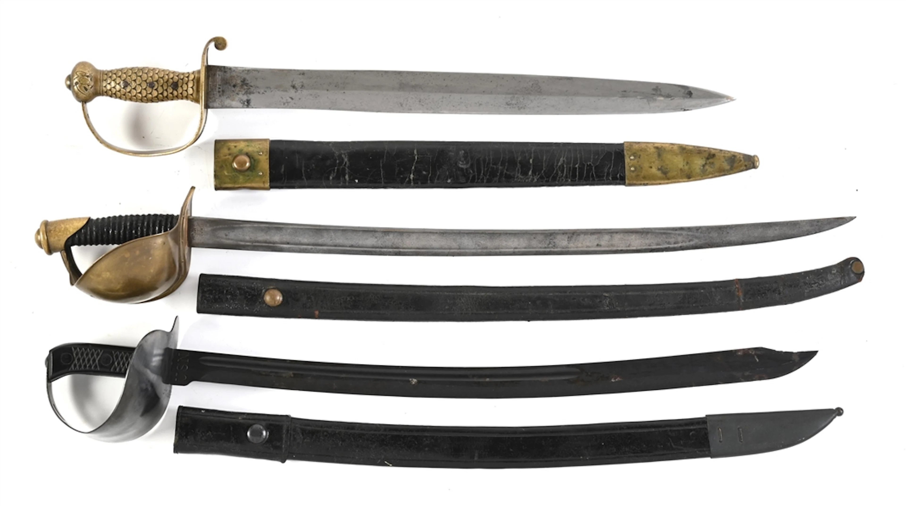 LOT OF 3: US M1841, M1860, AND M1917 NAVAL CUTLASSES.