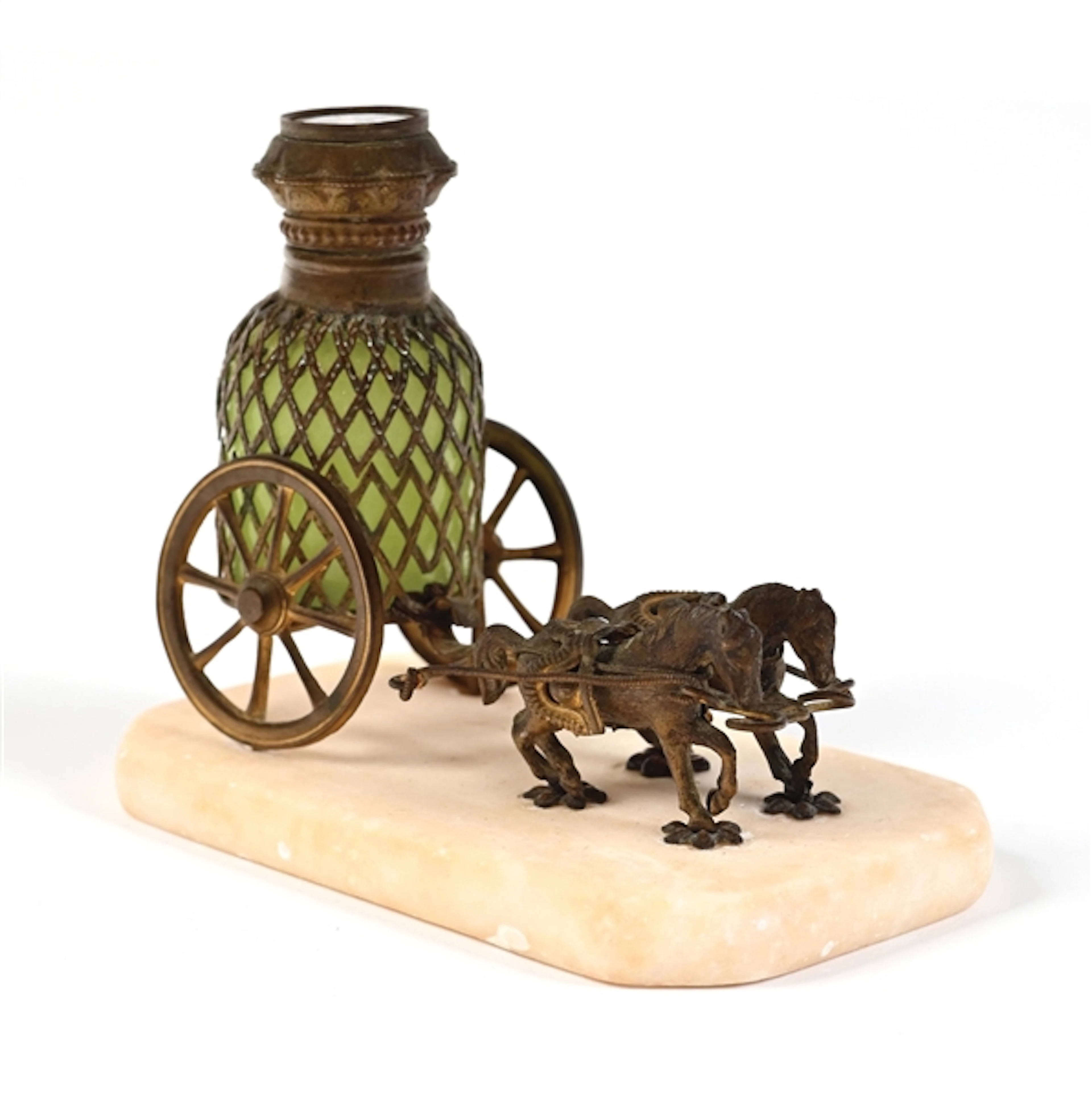 PALAIS ROYAL CARRIAGE WITH URANIUM GLASS PERFUME BOTTLE