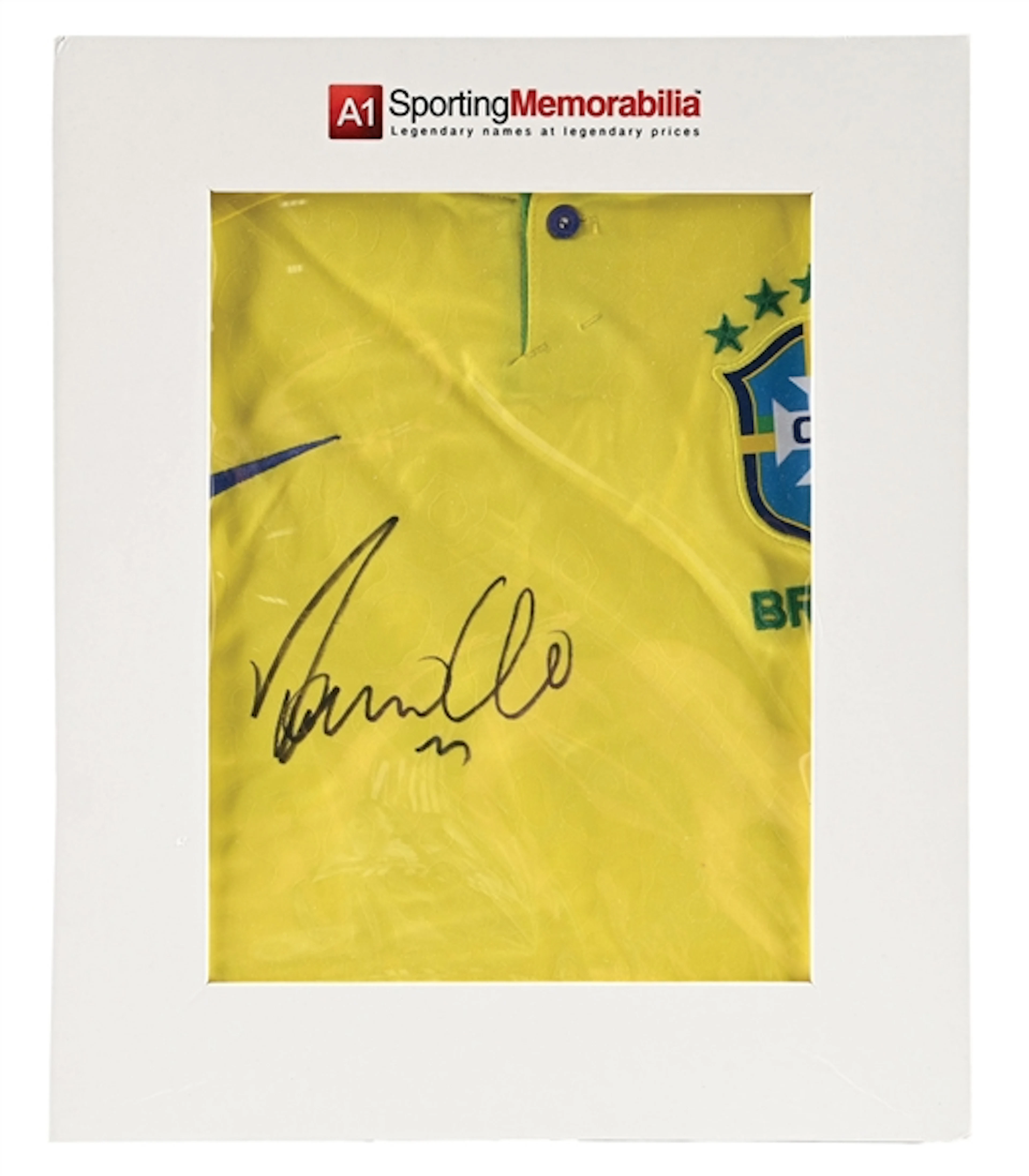 RONALDO LUIS NAZARIO DE LIMA SIGNED BRAZIL JERSEY WITH BOX & COA