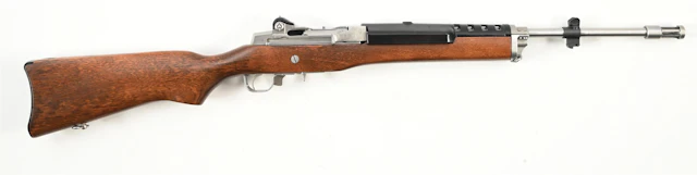 (M) STAINLESS RUGER MINI-14 SEMI-AUTOMATIC RIFLE.