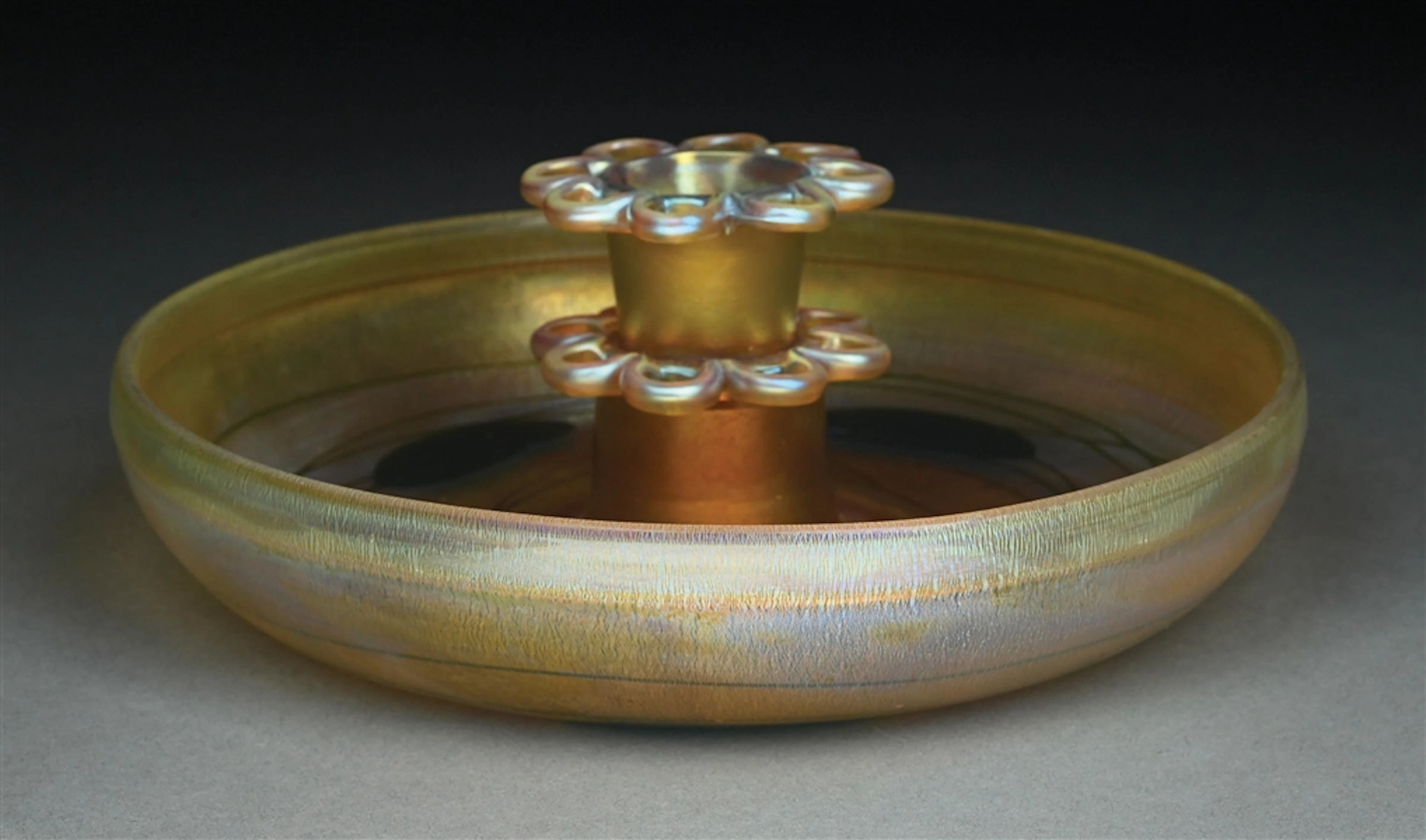 TIFFANY STUDIOS FAVRILE LEAF & VINE BOWL W/ FROG