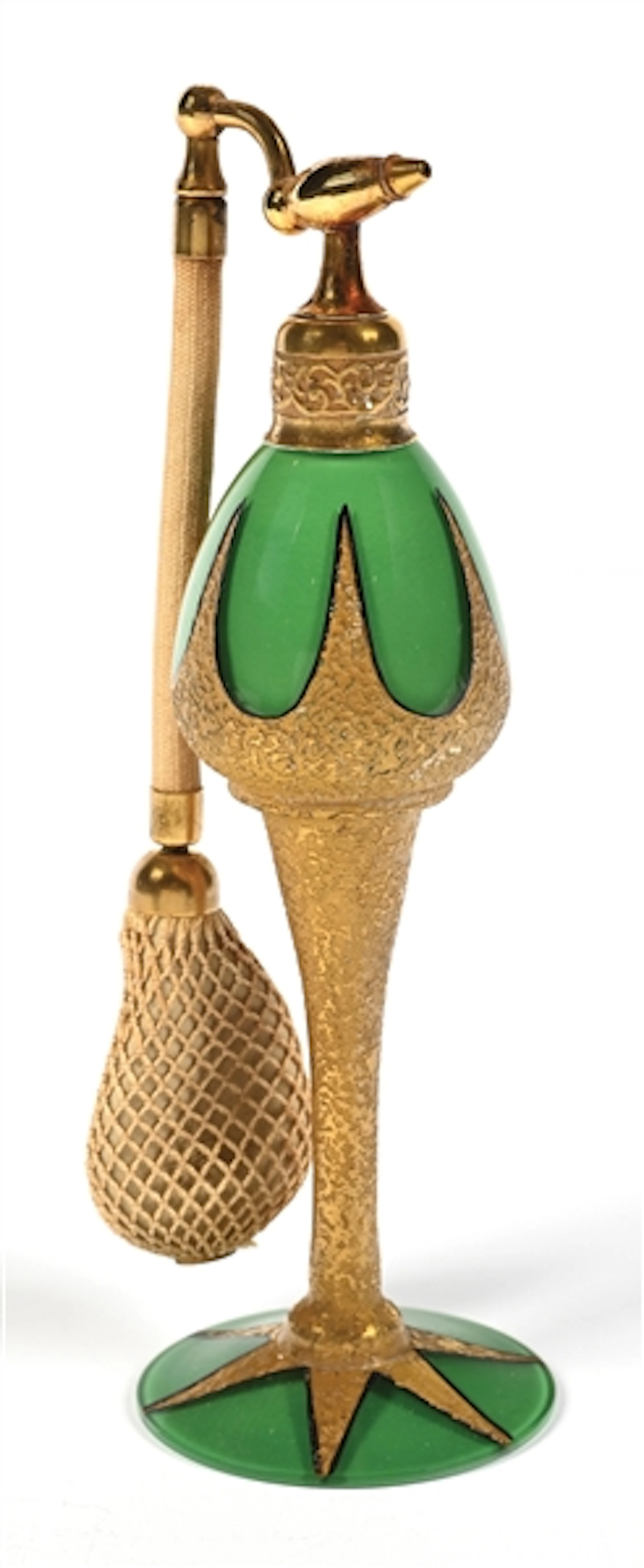 DEVILBISS GREEN & GOLD ART DECO PERFUME ATOMIZER