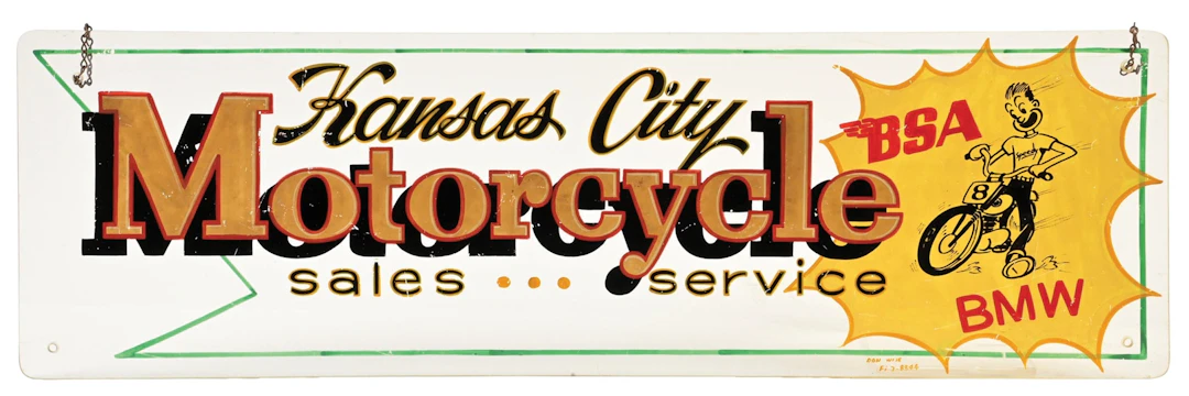 KANSAS CITY MOTORCYCLE SALES & SERVICE PAINTED SIGN