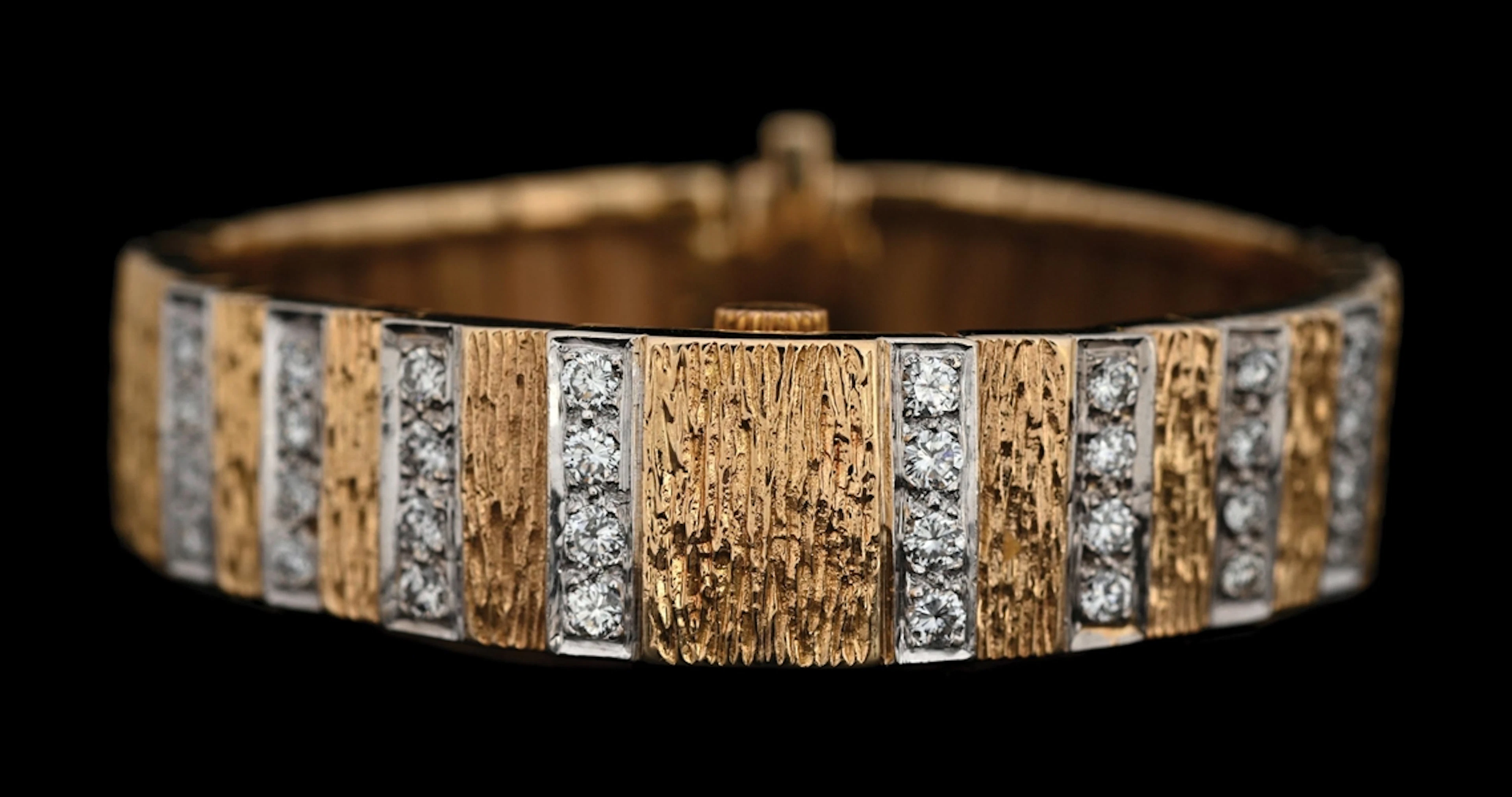 14K T/T GOLD SECRET WATCH BRACELET W/DIAMONDS