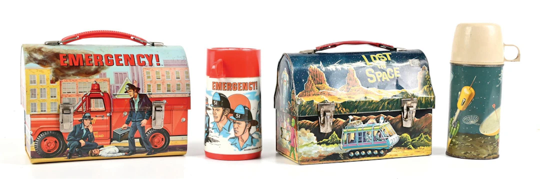LOT OF 2: LOST IN SPACE: 1999 & EMERGENCY DOME TOP LUNCH BOXES WITH