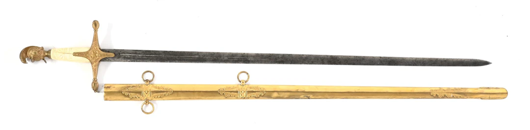 US PRE CIVIL WAR KNIGHT HEAD POMMEL MILITIA OFFICER'S SWORD BY AMES.