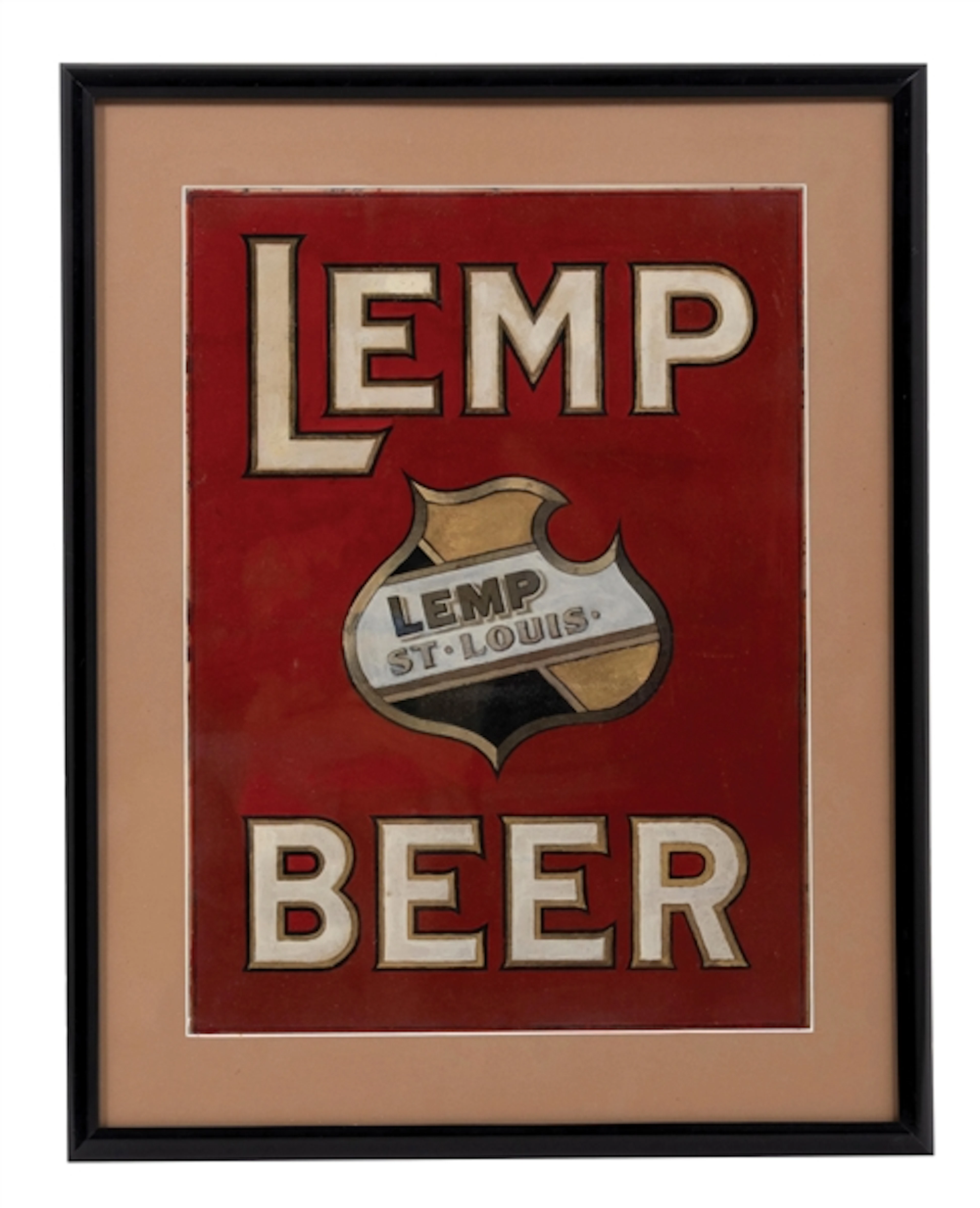 EARLY TIN SIGN ADVERTISING LEMP BEER ST. LOUIS