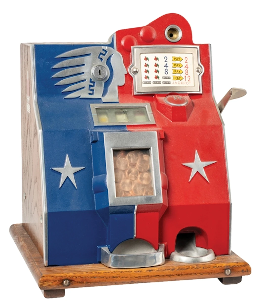 1¢ MILLS JUNIOR SILENT INDIAN QT SLOT MACHINE