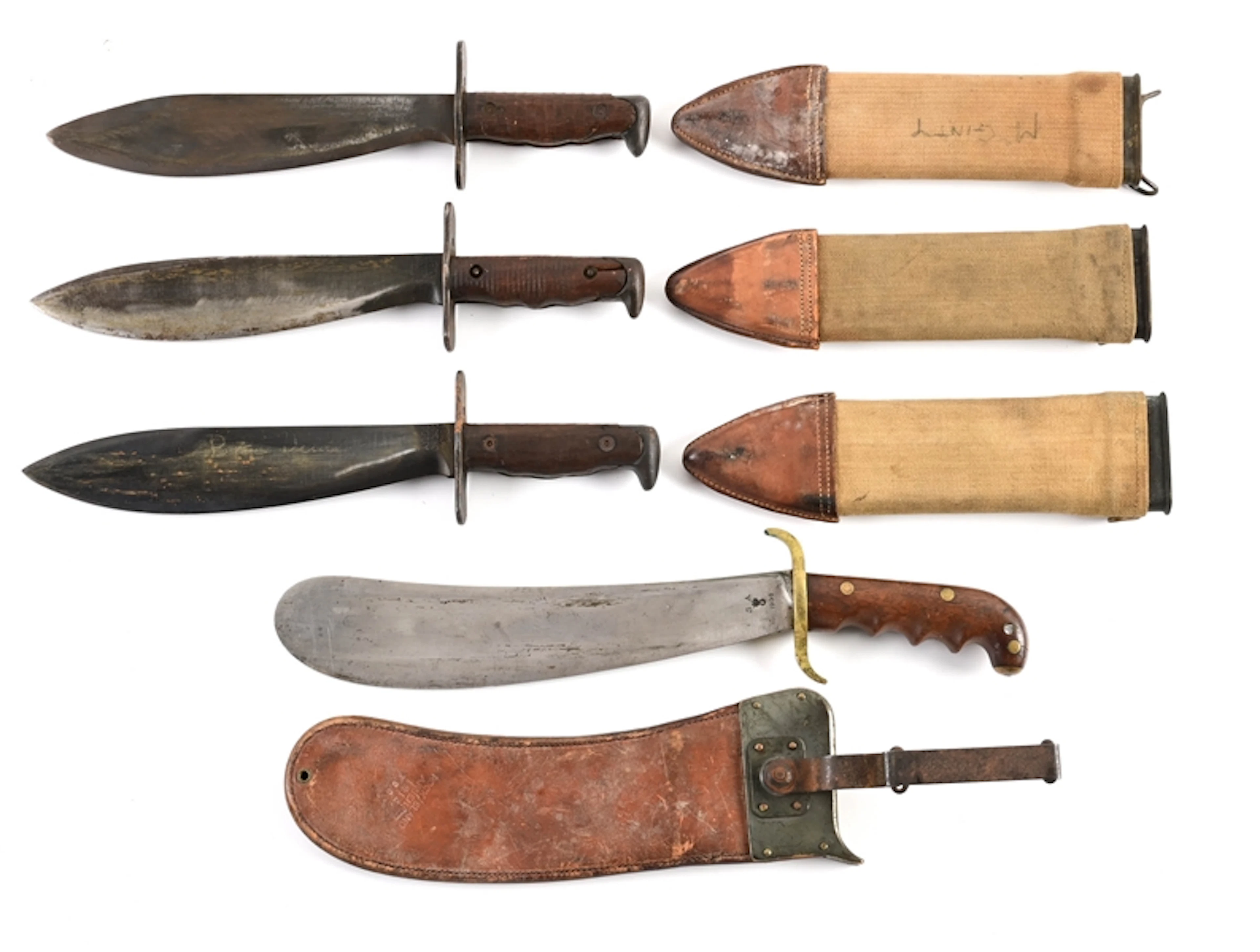 LOT OF 4: US WWI BOLO KNIVES.