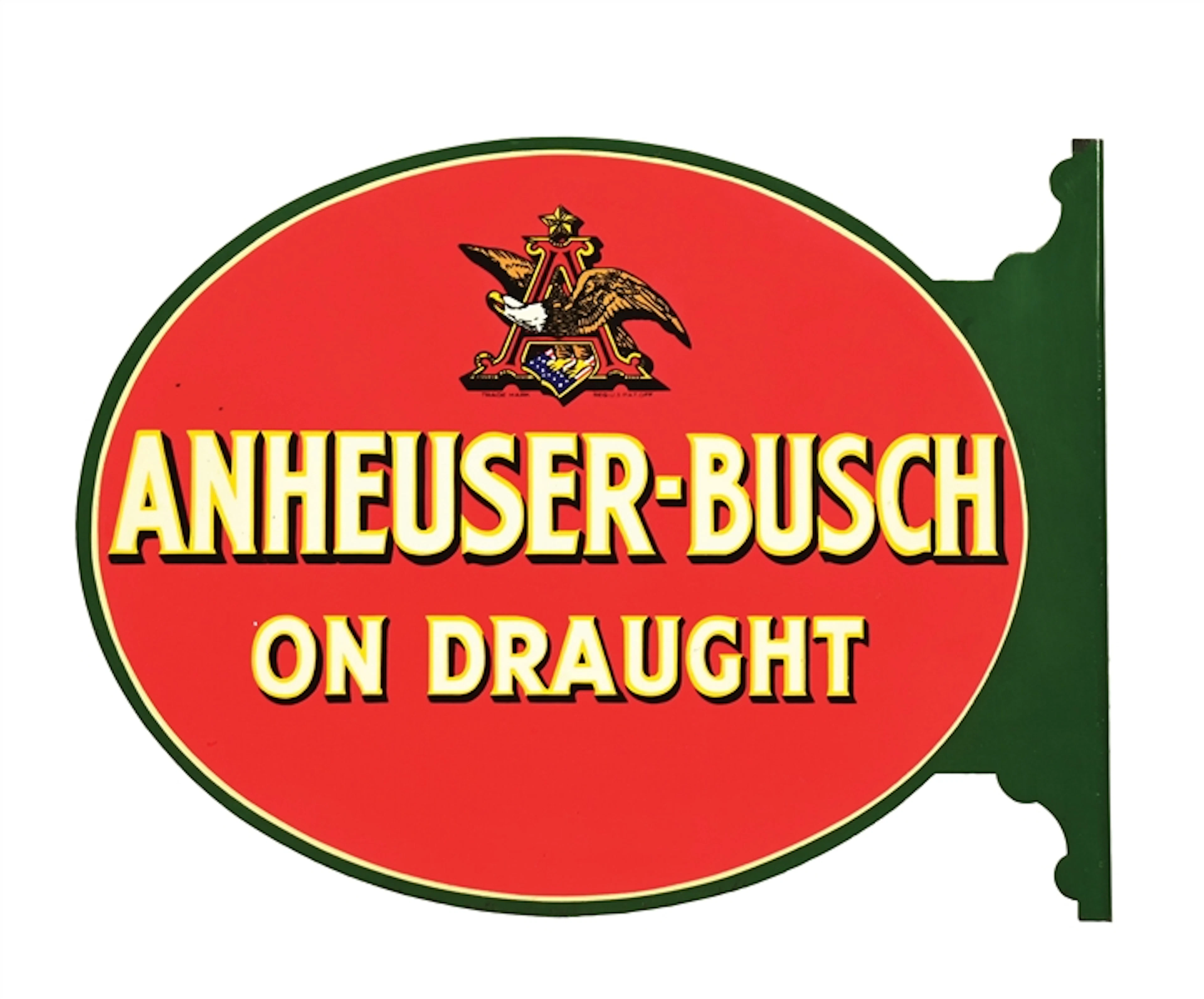 ANHEUSER-BUSCH ON DRAUGHT METAL FLANGE SIGN