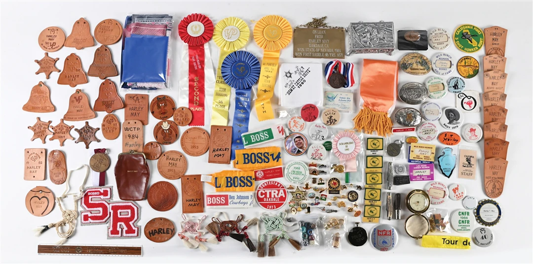 LARGE LOT OF: ASSORTED RODEO PINS AND BADGES