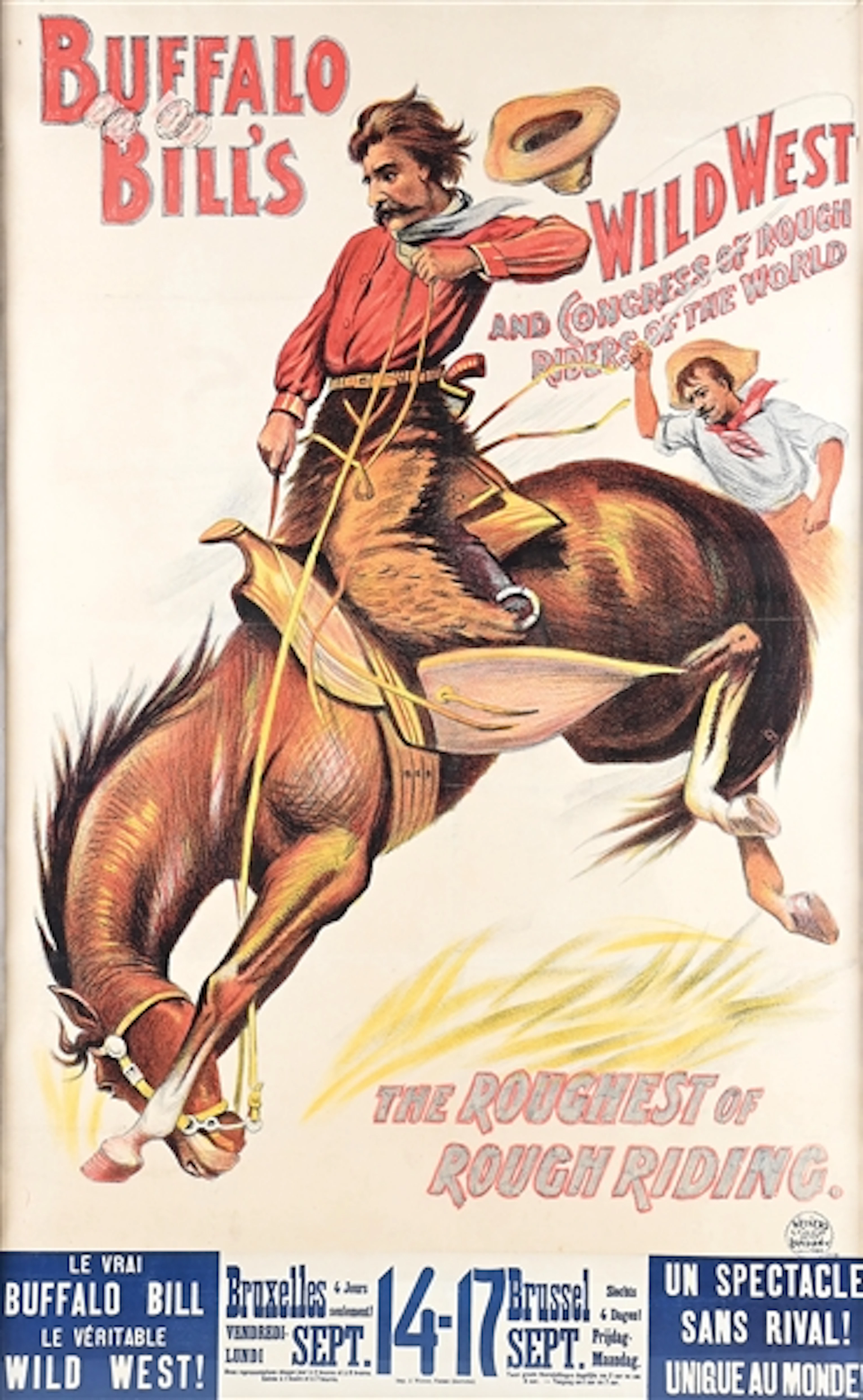 FRAMED FRENCH BUFFALO BILL "ROUGH RIDERS" POSTER