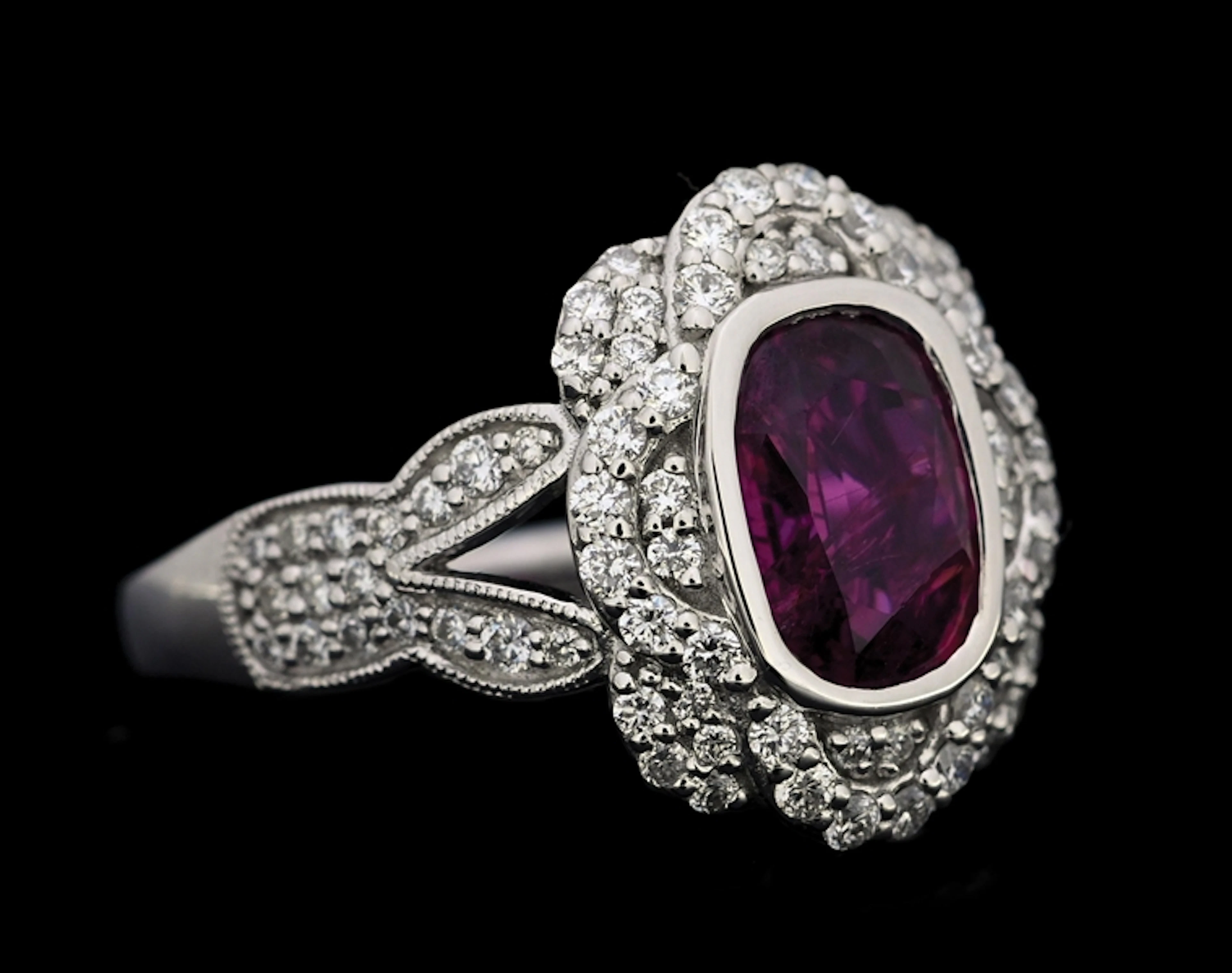 PLATINUM RUBY & DIAMOND RING W/GIA REPORT
