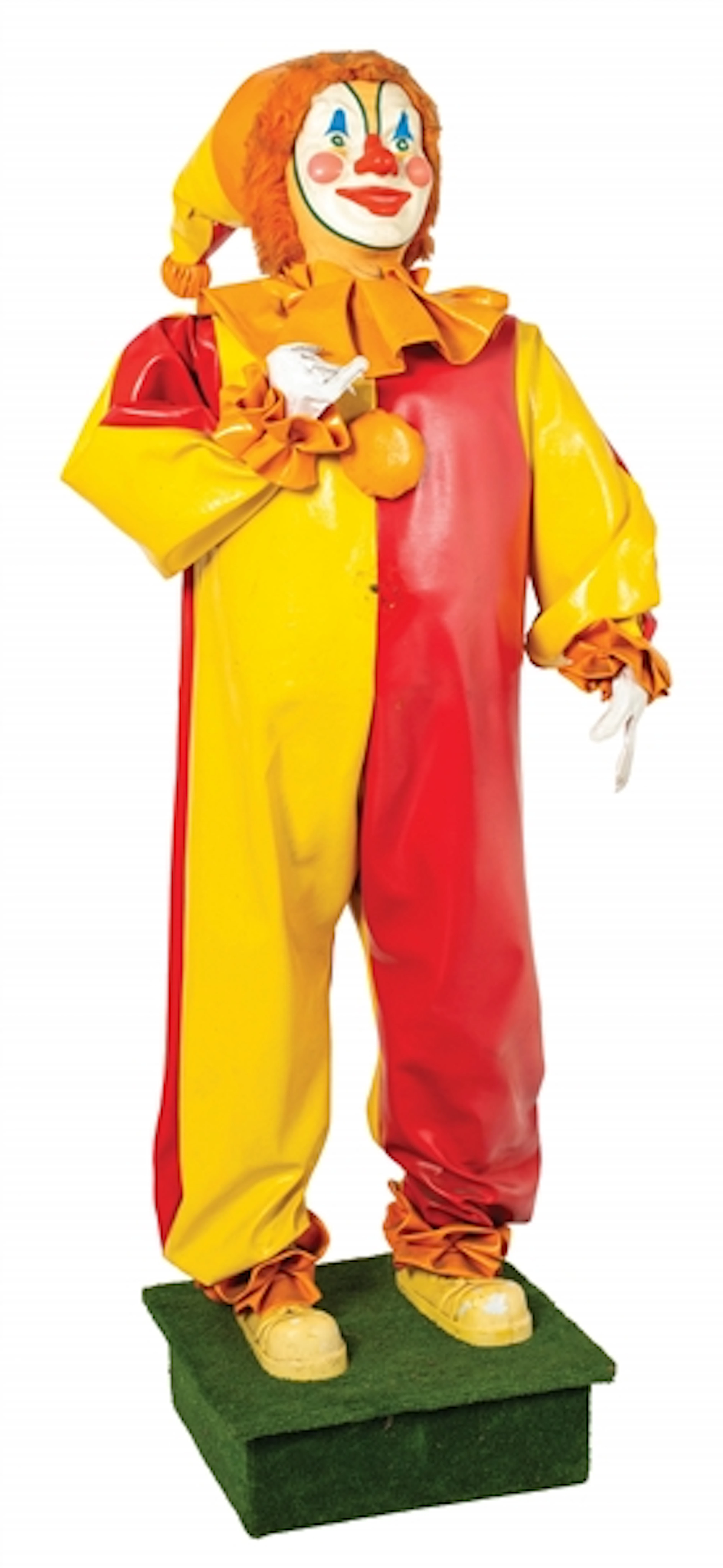 CLOWN IN RED AND YELLOW SUIT ANIMATRONIC