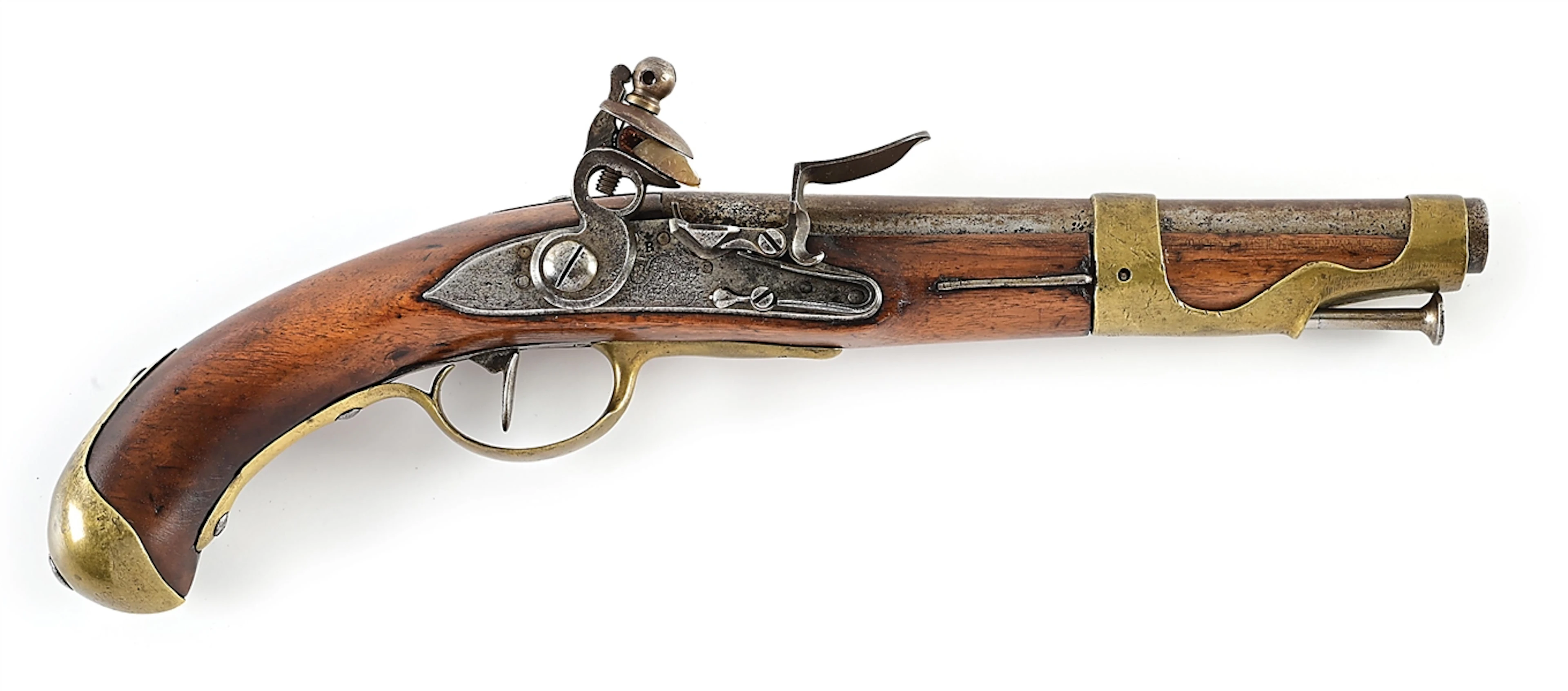 (A) SCARCE FRENCH MODEL 1763/66 FLINTLOCK HORSEMAN'S PISTOL BY MAUBEUGE.