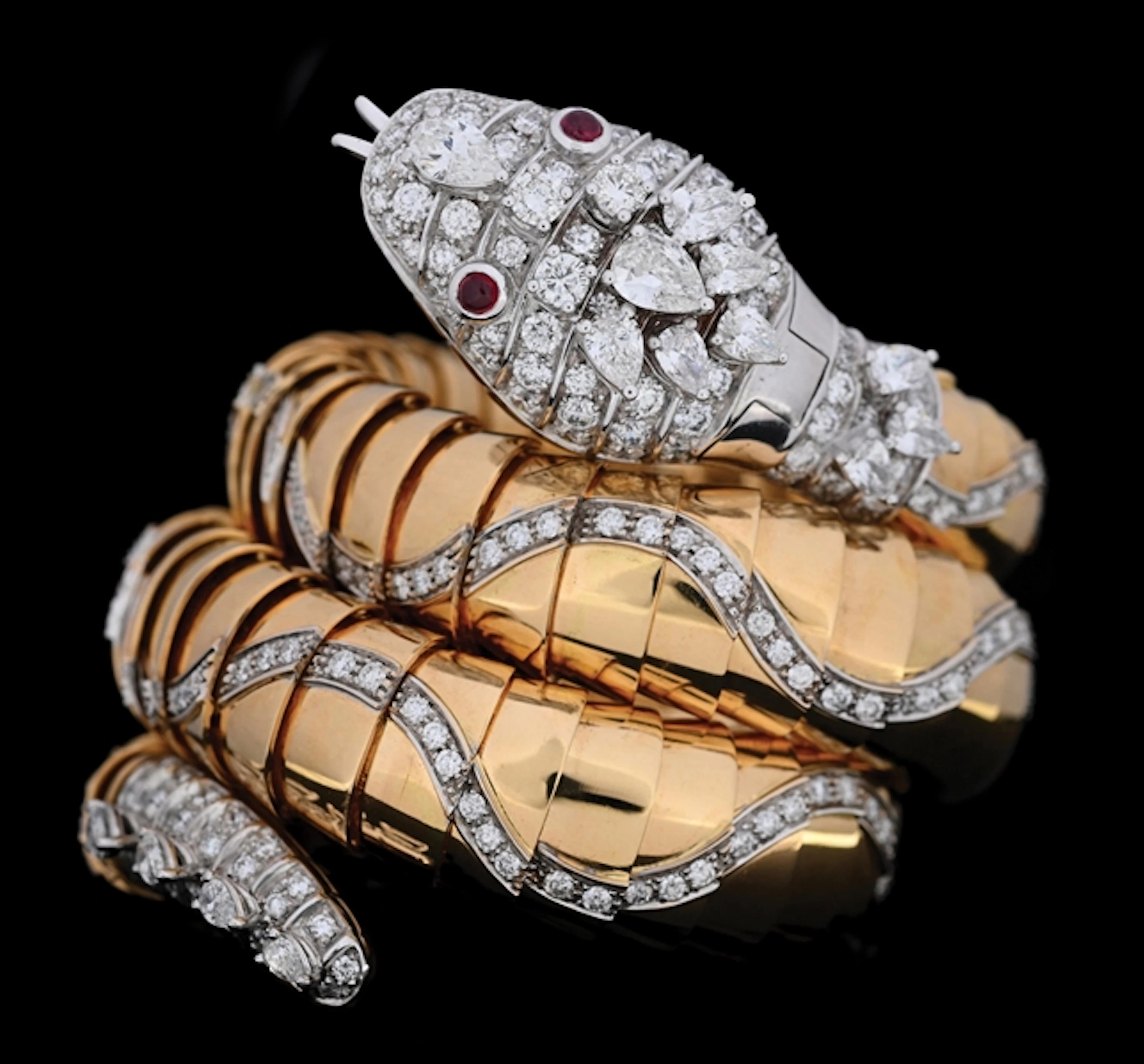BVLGARI SERPENTI JAEGER-LECOULTRE 18K GOLD DIAMOND BRACELET W/SECRET WATCH